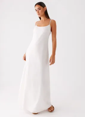 Madeleine Scoop Neck Maxi Dress - Off White Muted Tones Photo Light