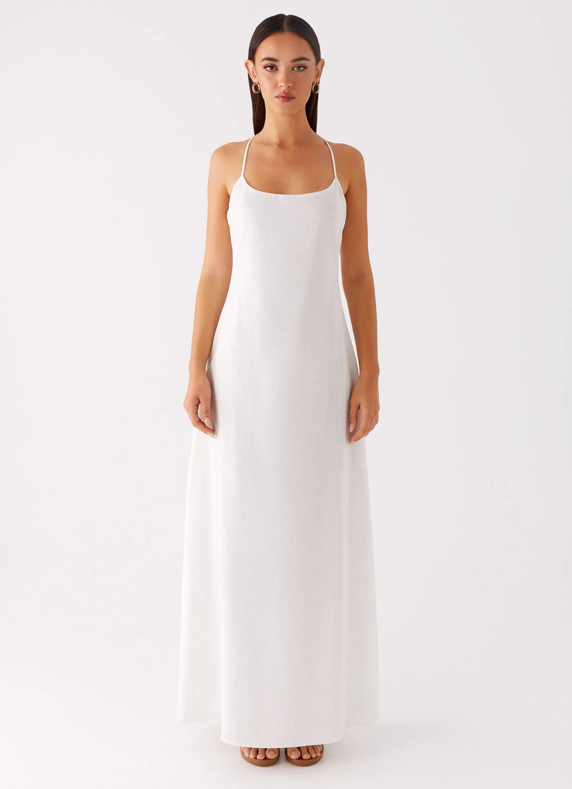 Madeleine Scoop Neck Maxi Dress - Off White Signature-Style