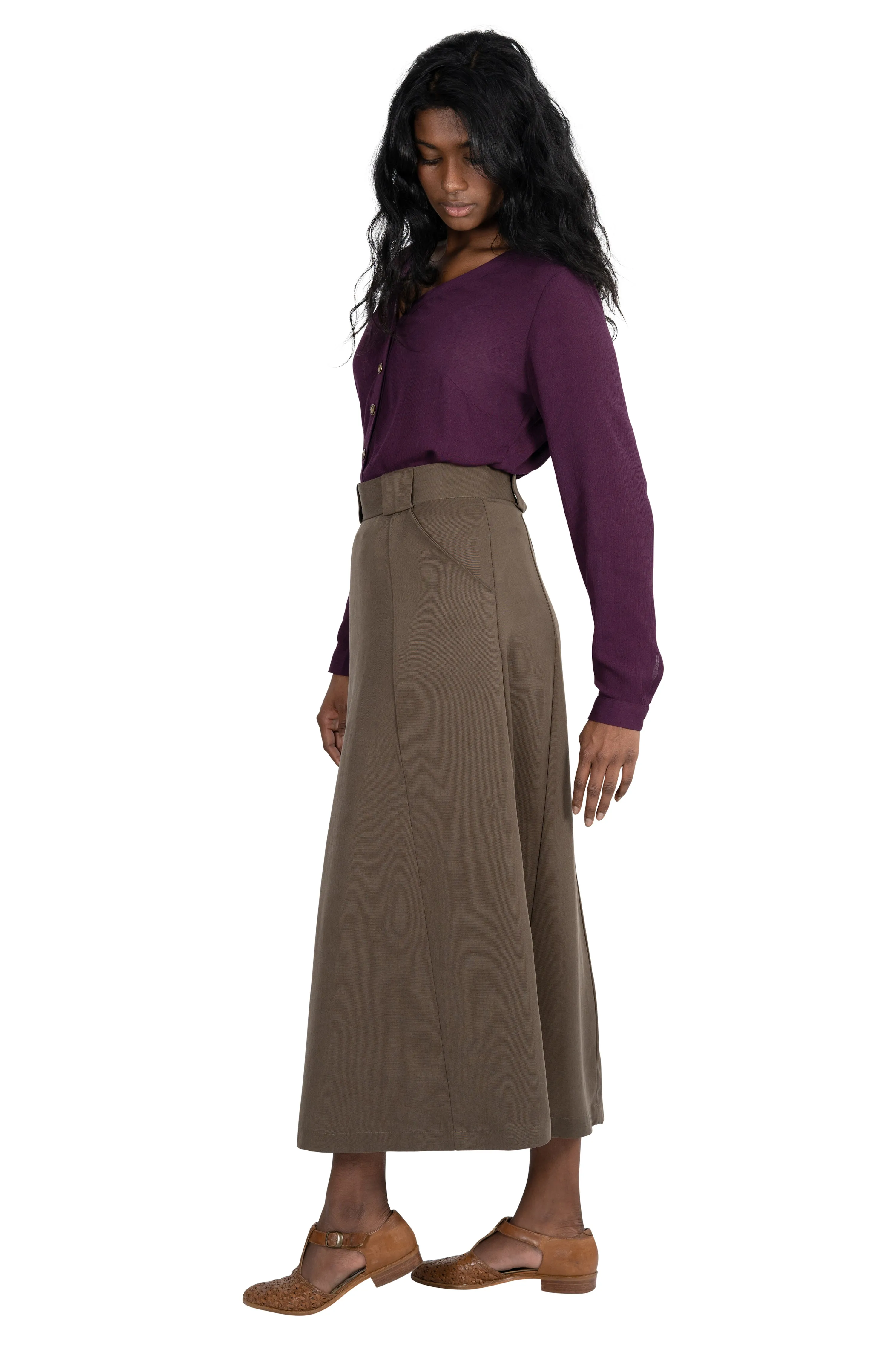 Olivia Skirt in Olive Tencel No Irritation Seams Movement Ease
