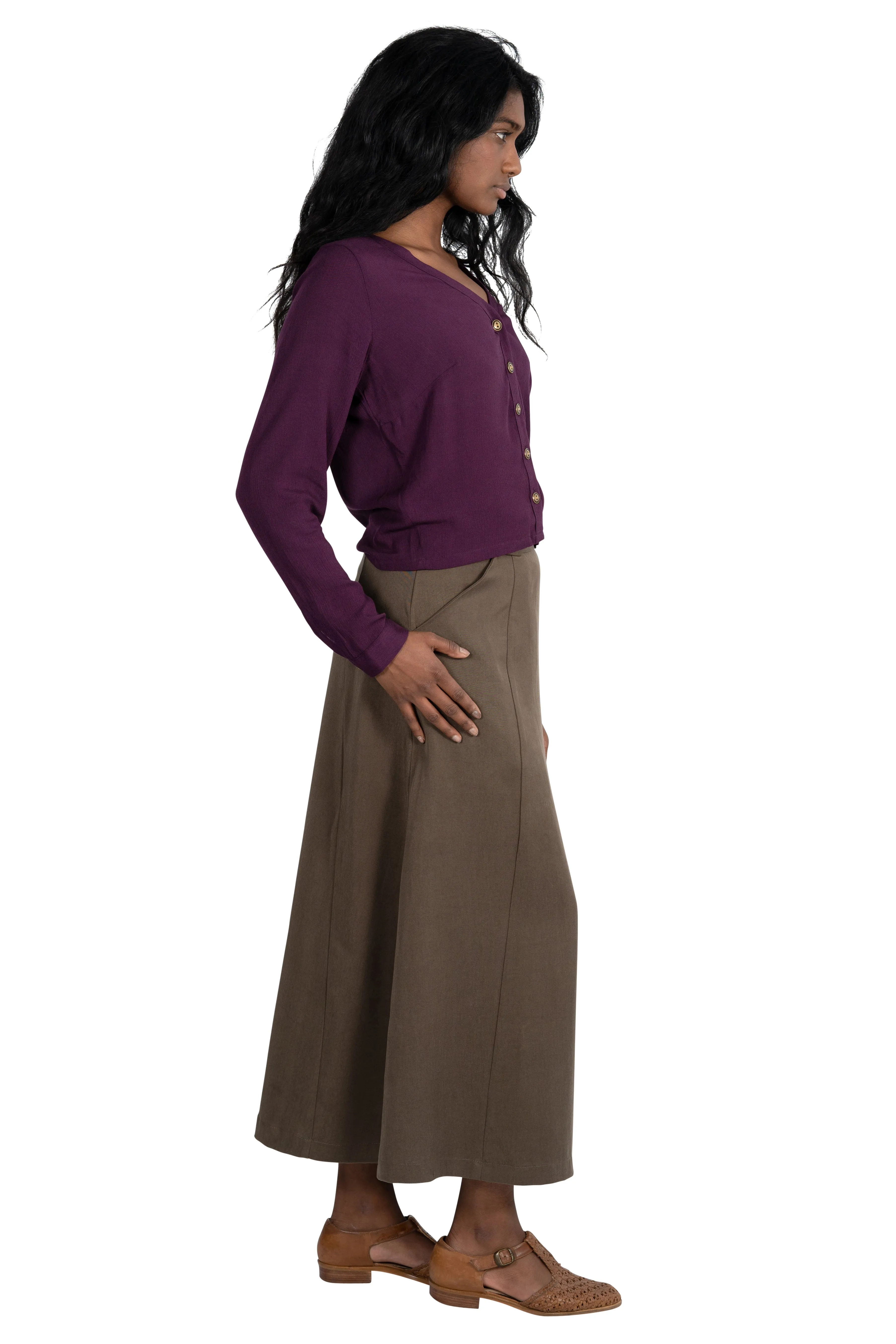 Boho chic Olivia Skirt in Olive Tencel
