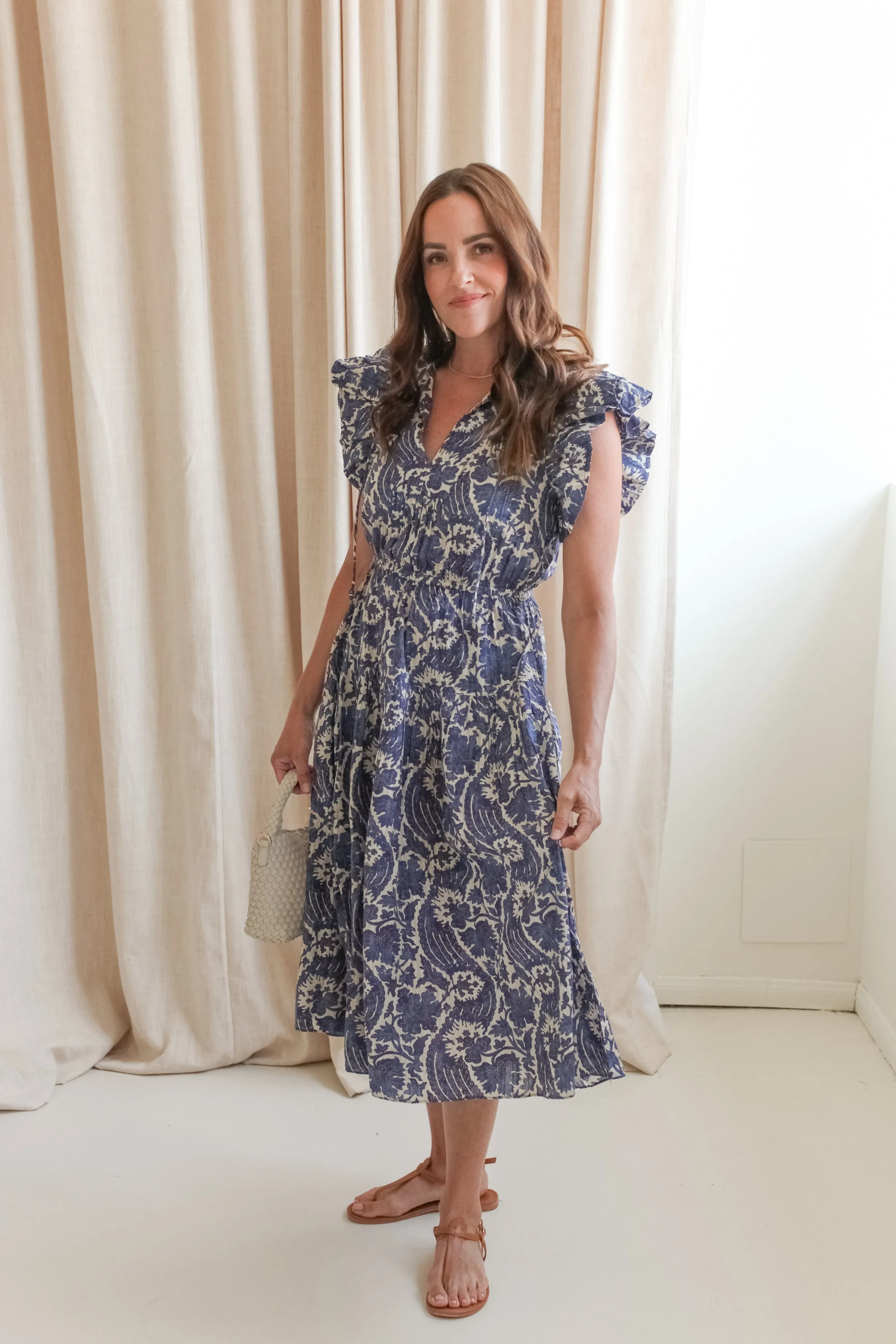 Ulla Johnson Kairi Flutter Sleeve Midi Dress - Ocean Classic Look