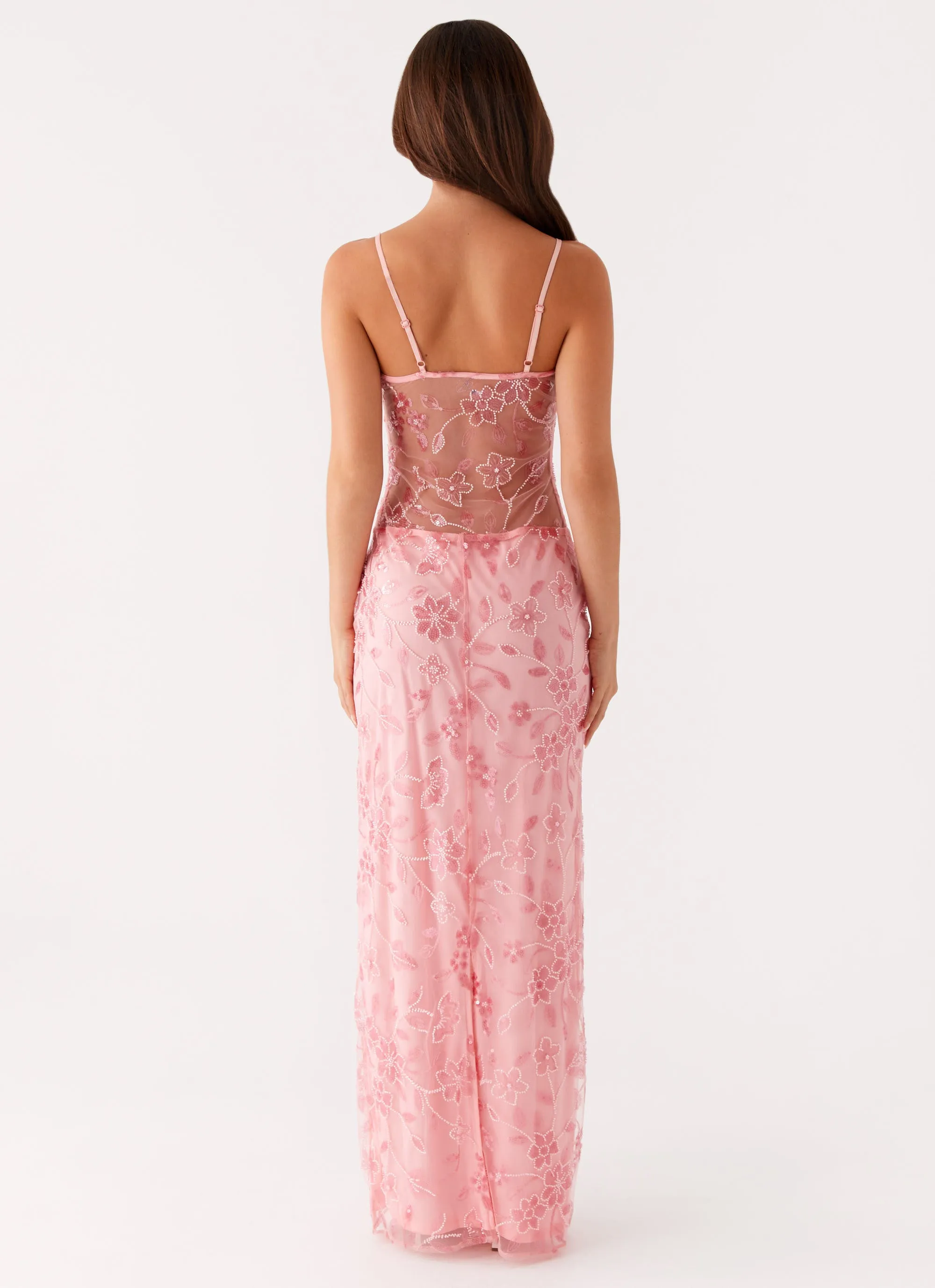 Soft Touch Akira Beaded Maxi Dress - Pink Orange
