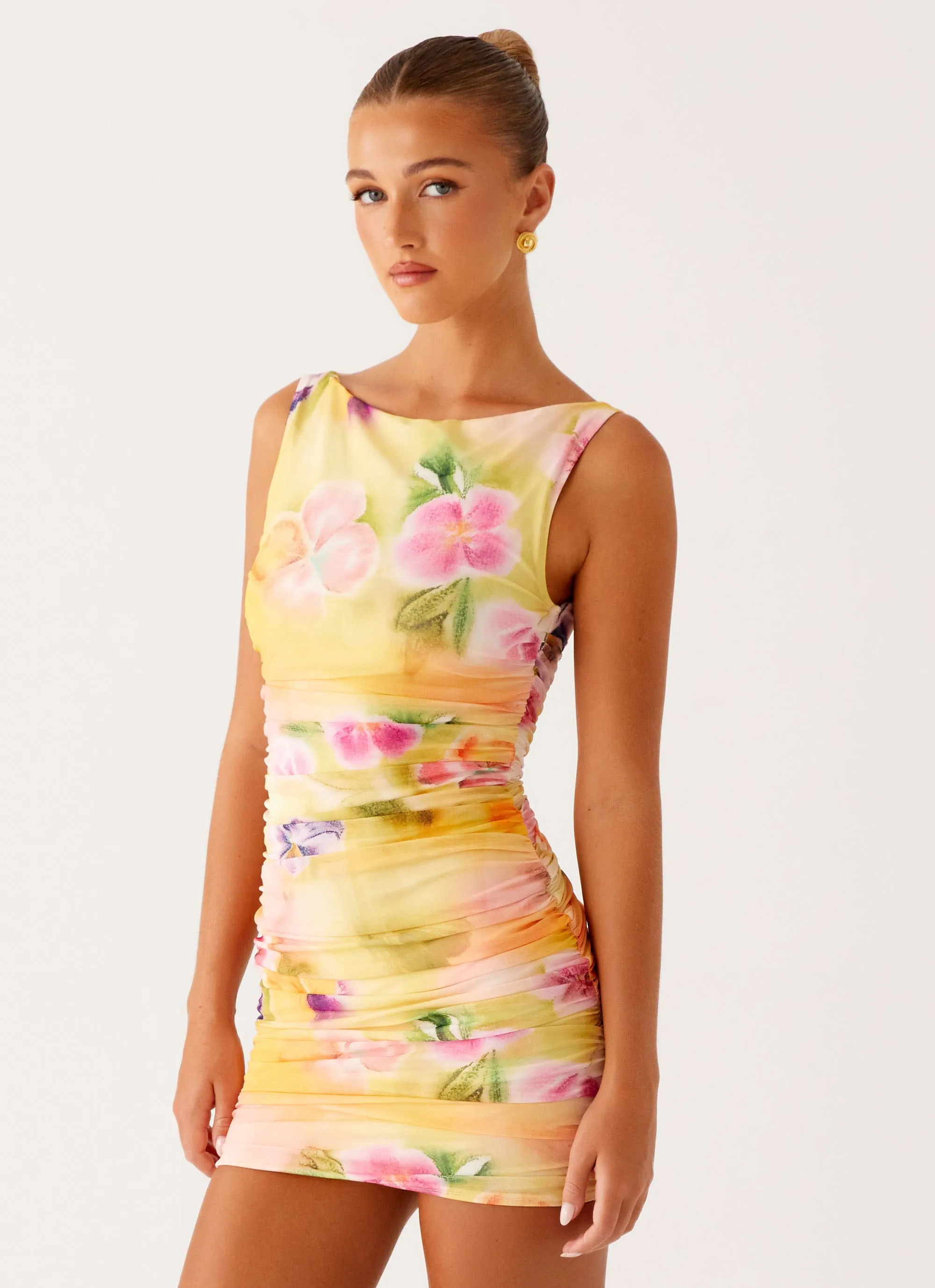 Contemporary Design Simple Styling Yennifer Mini Dress - Sunburst Floral