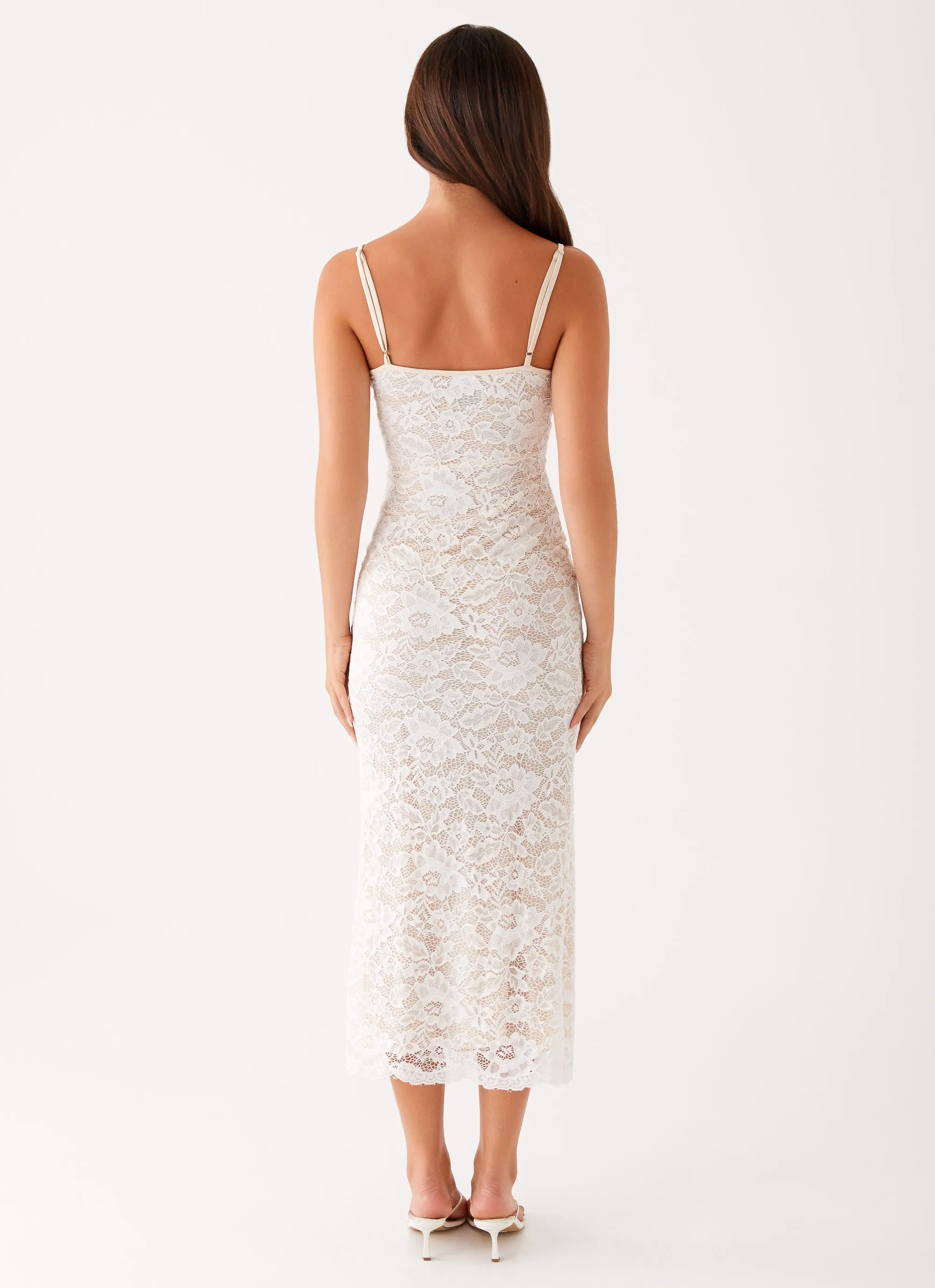 Texture Mood Postcards Lace Midi Dress - Ivory