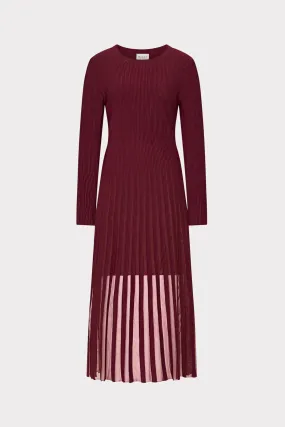 Flowy-Shape Modern Soft Sheer Knit Long Sleeve Midi Dress