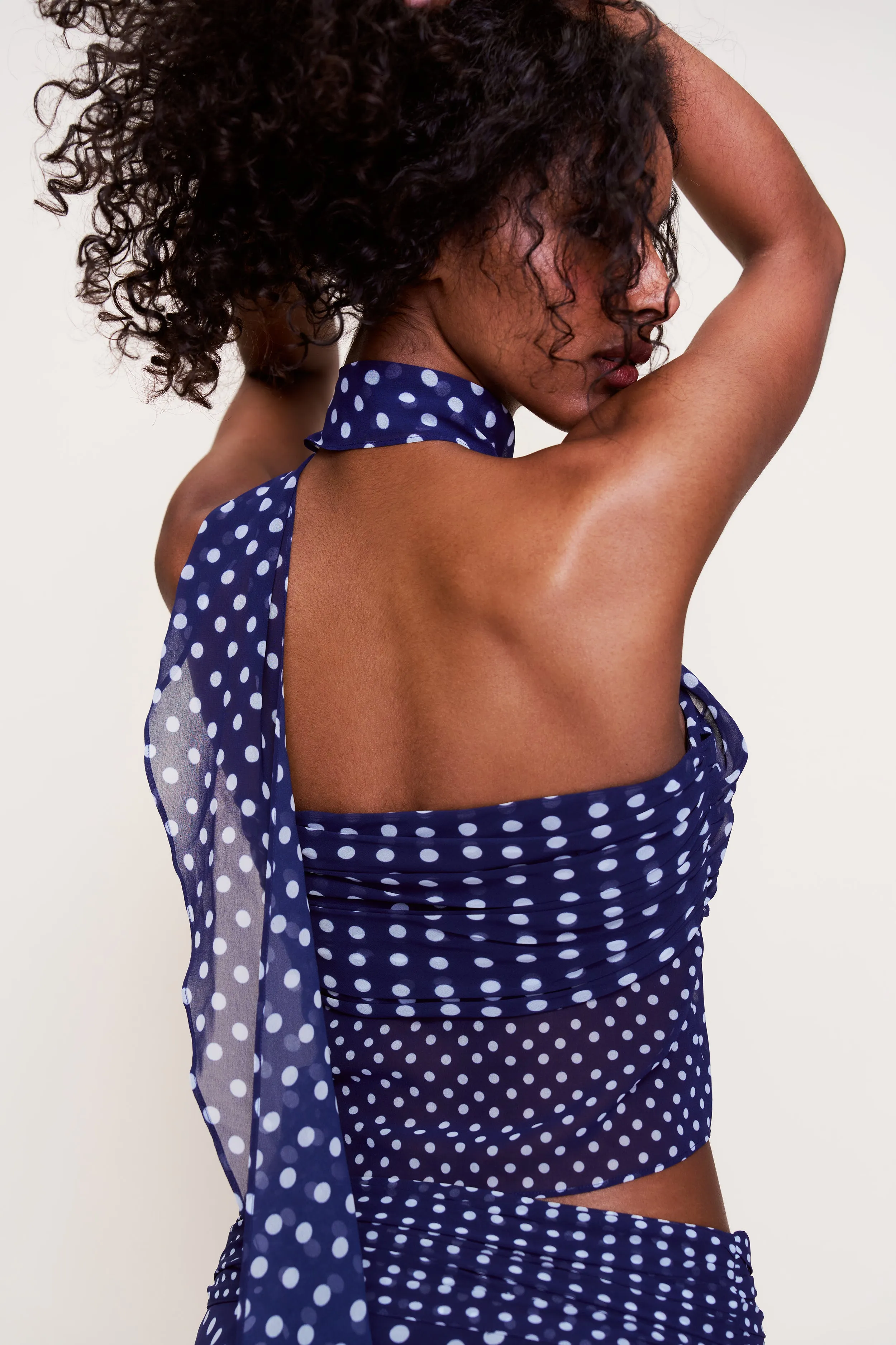 Chiffon Wrap Around Top Curved Hem