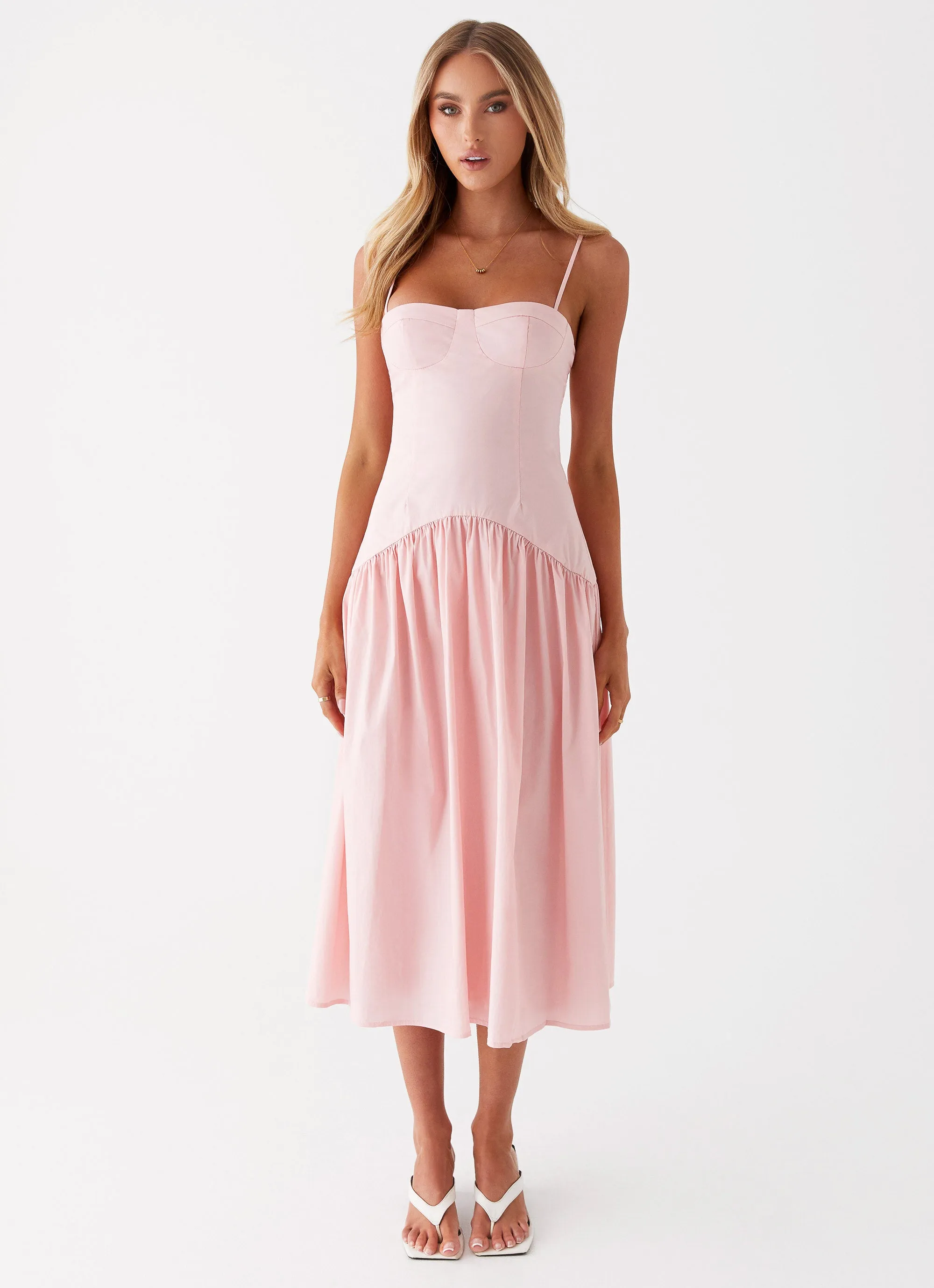 Yvette Corset Midi Dress - Pink Color Glow Breezy Fit