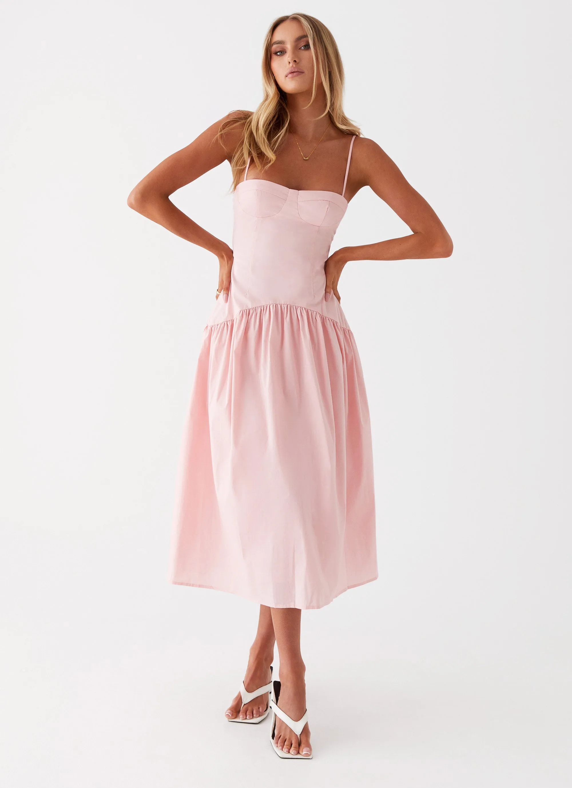 Calm Shine Yvette Corset Midi Dress - Pink