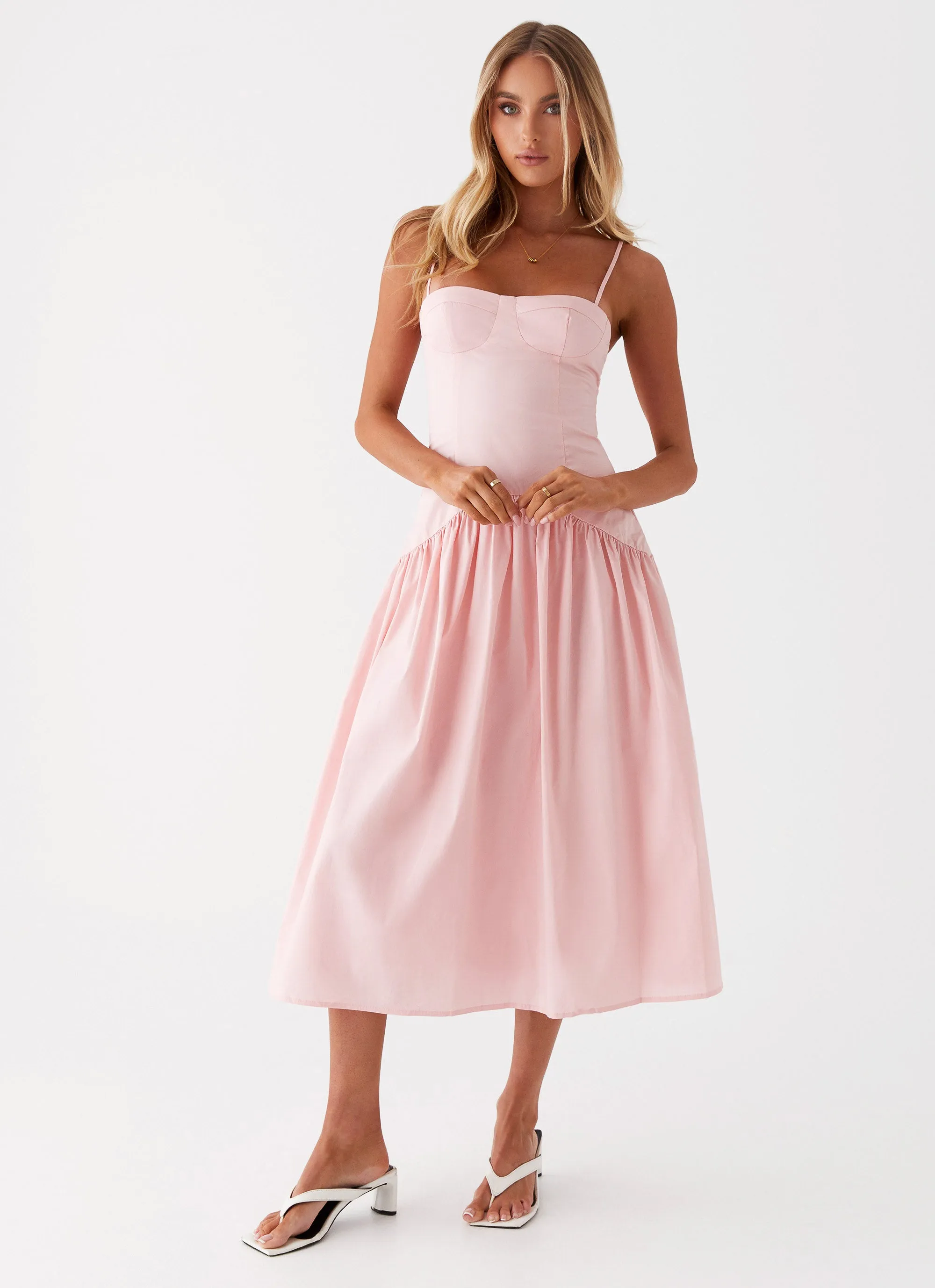 Pure Comfort Yvette Corset Midi Dress - Pink
