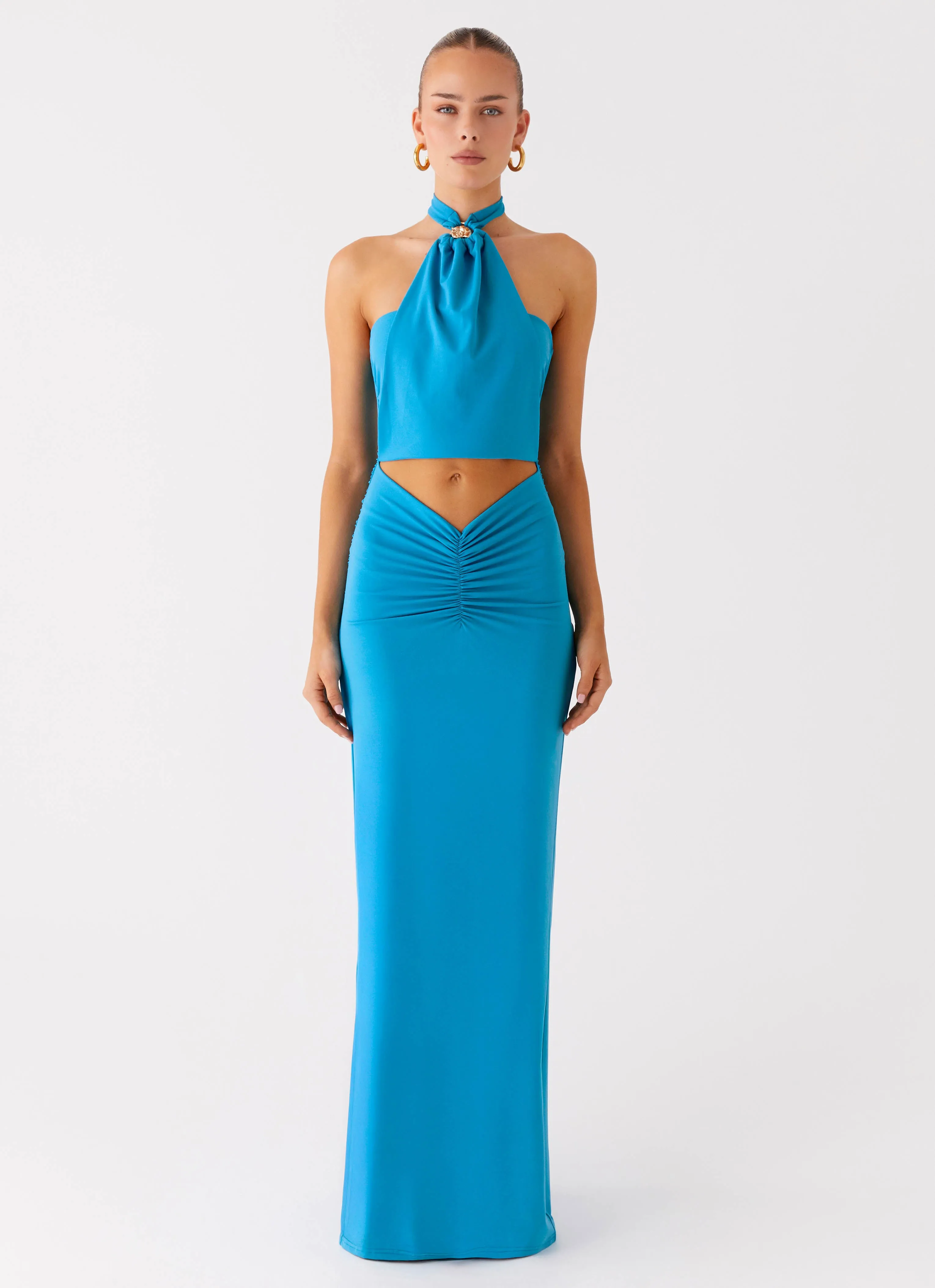 Chiquita Halter Maxi Dress - Turquoise Blue urban vibe