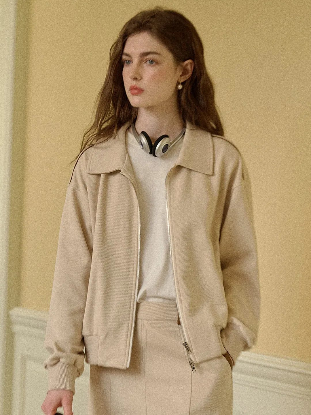 Ventilated Back Panels Moisture Wicking Material Chloe Polo Collar Cotton Cardigan