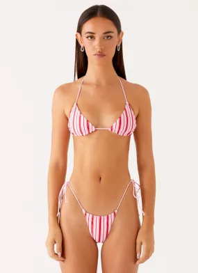 Soffa Bikini Bottoms - Pink Stripe Anti Sand Pockets Deep V