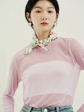 Chowxiaodou Original Playful Printed Mesh Top RawEdgedDesign UltravioletProtectionFabric