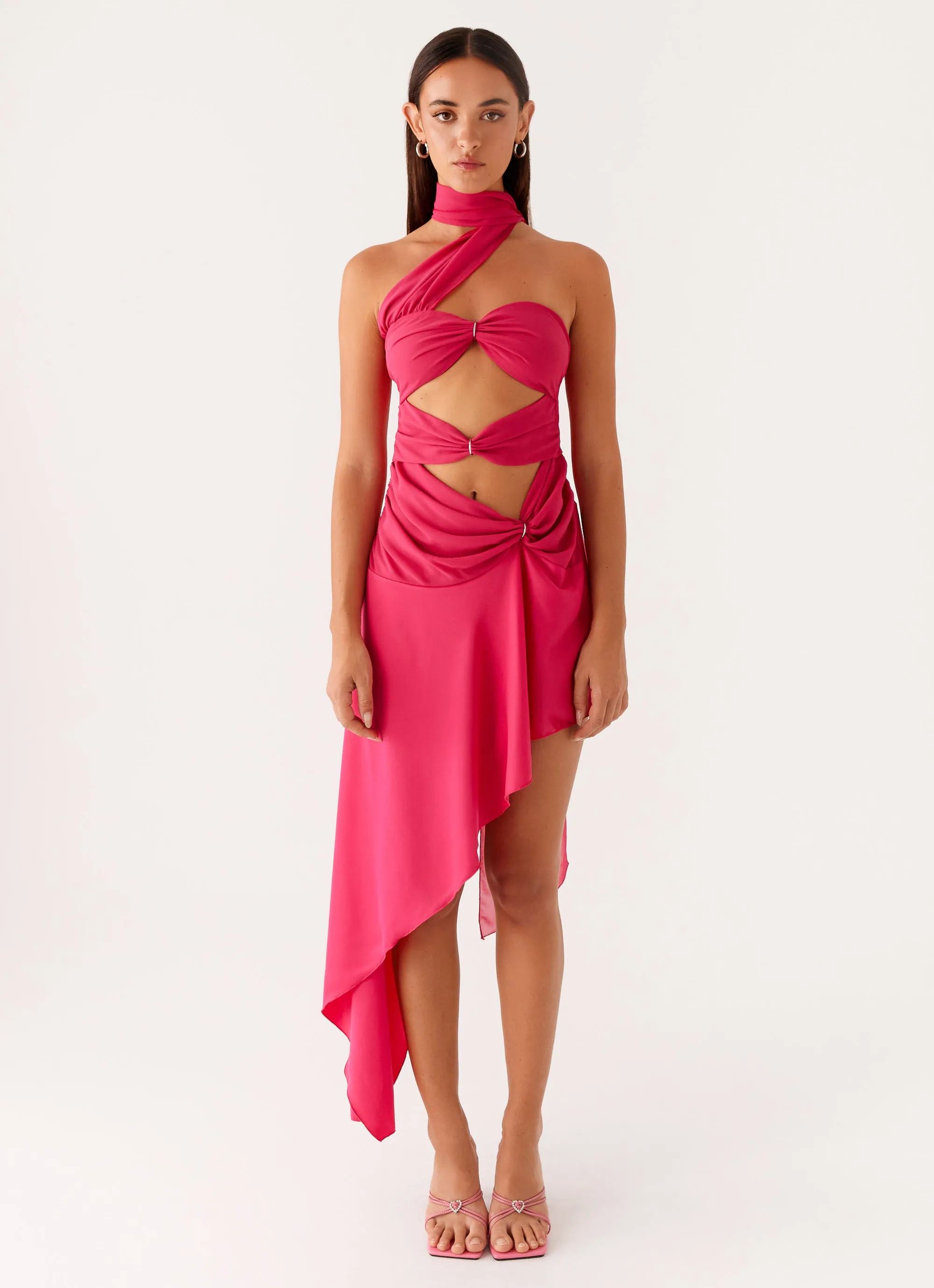 Circa Scarf Midi Dress - Hot Pink Pure Lines City Essential