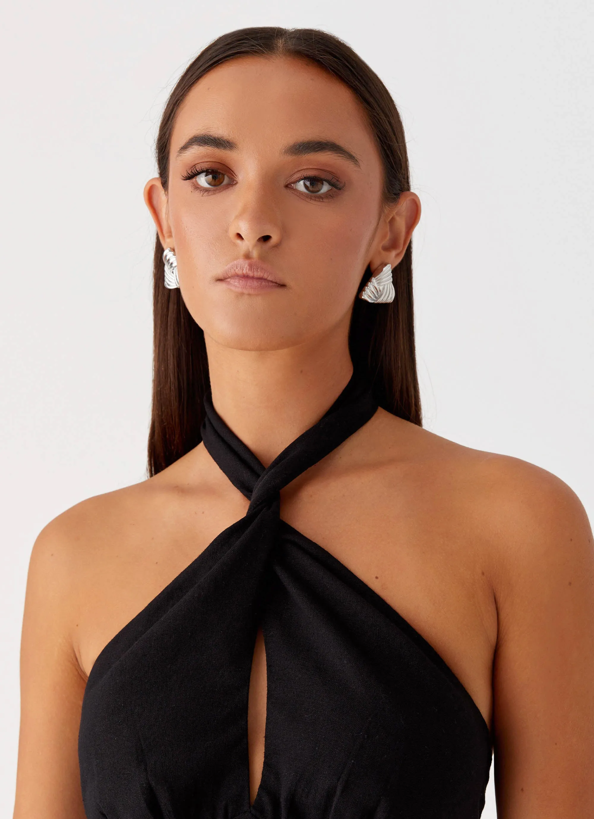 Sabine Linen Mini Dress - Black Moisture Wicking Textile Ethically Made