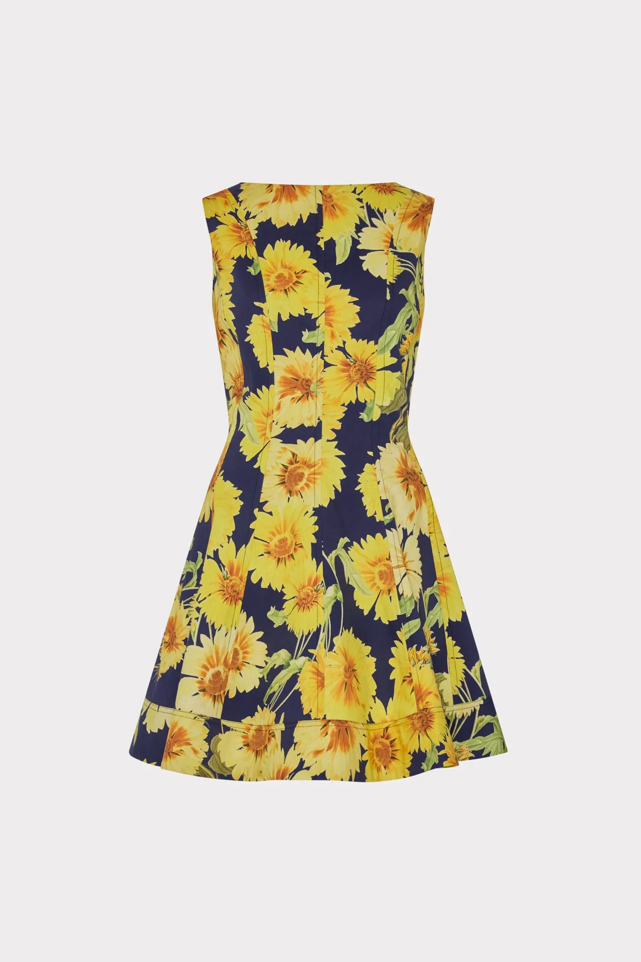 Coral Soft Chic Design Poppy Sunflower Poplin Mini Dress