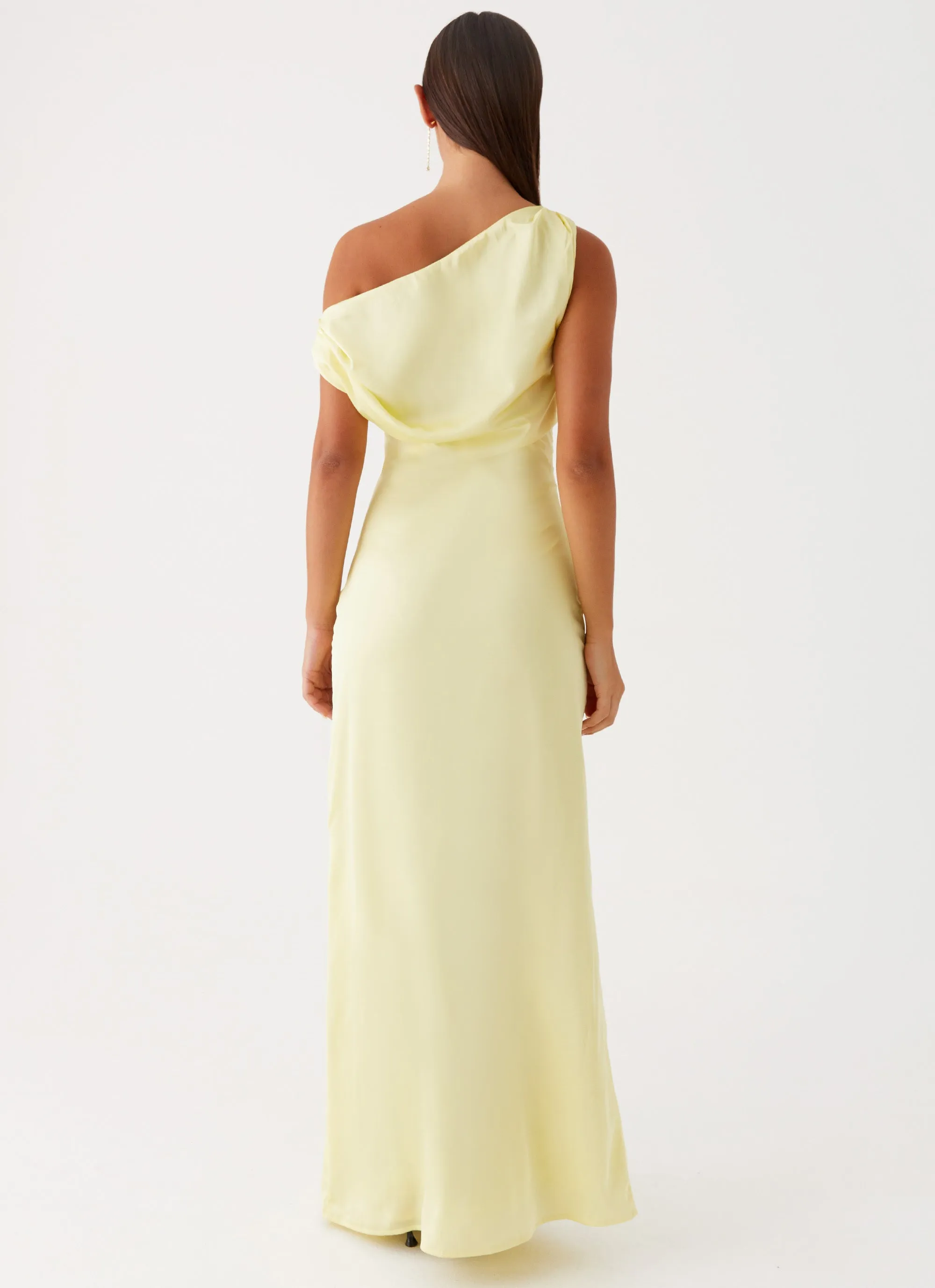 Heart Of Glass Satin Maxi Dress - Yellow Day Ready