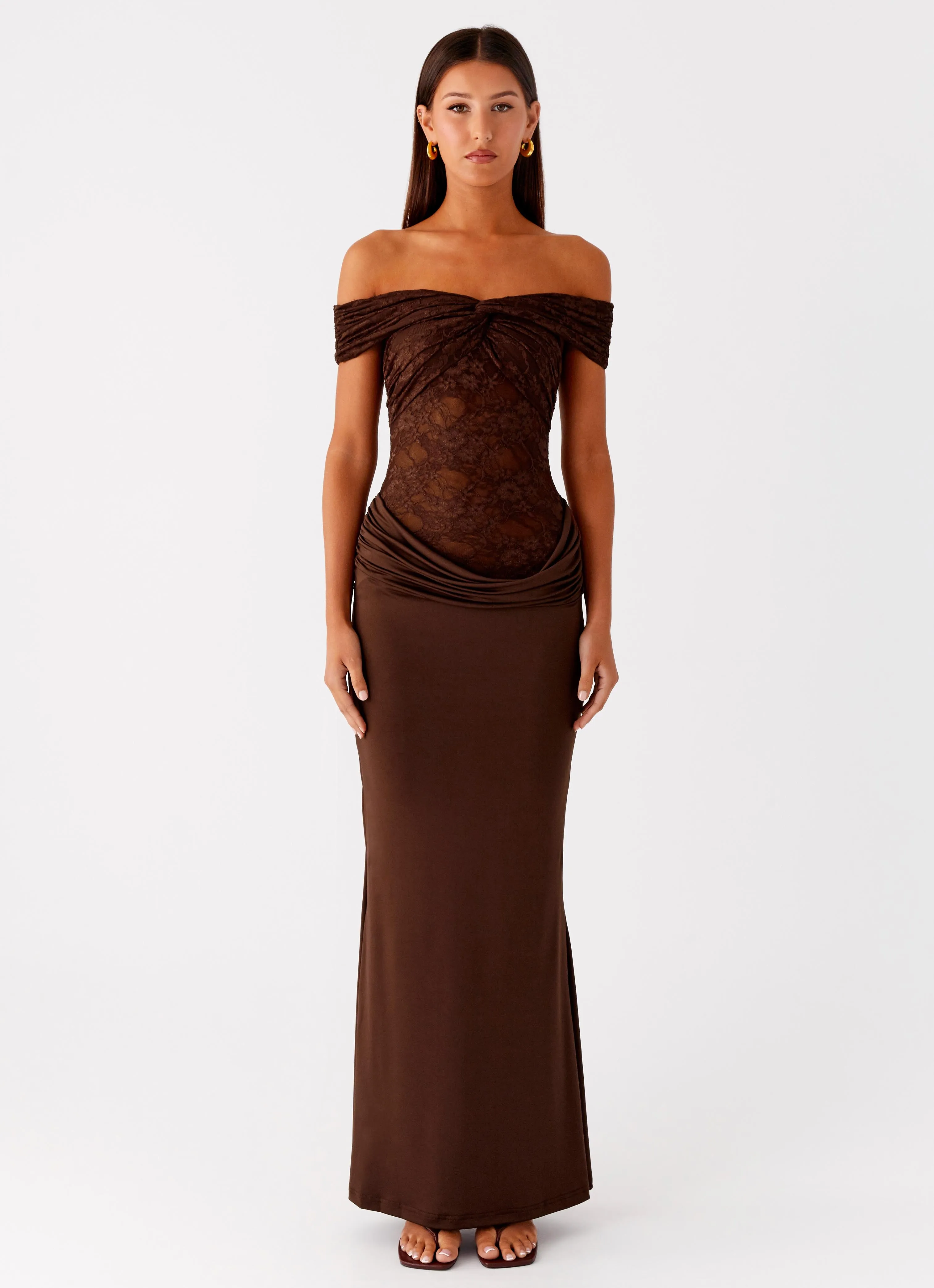 Either Way Maxi Dress - Chocolate Soft And Comfortable Festive Wear