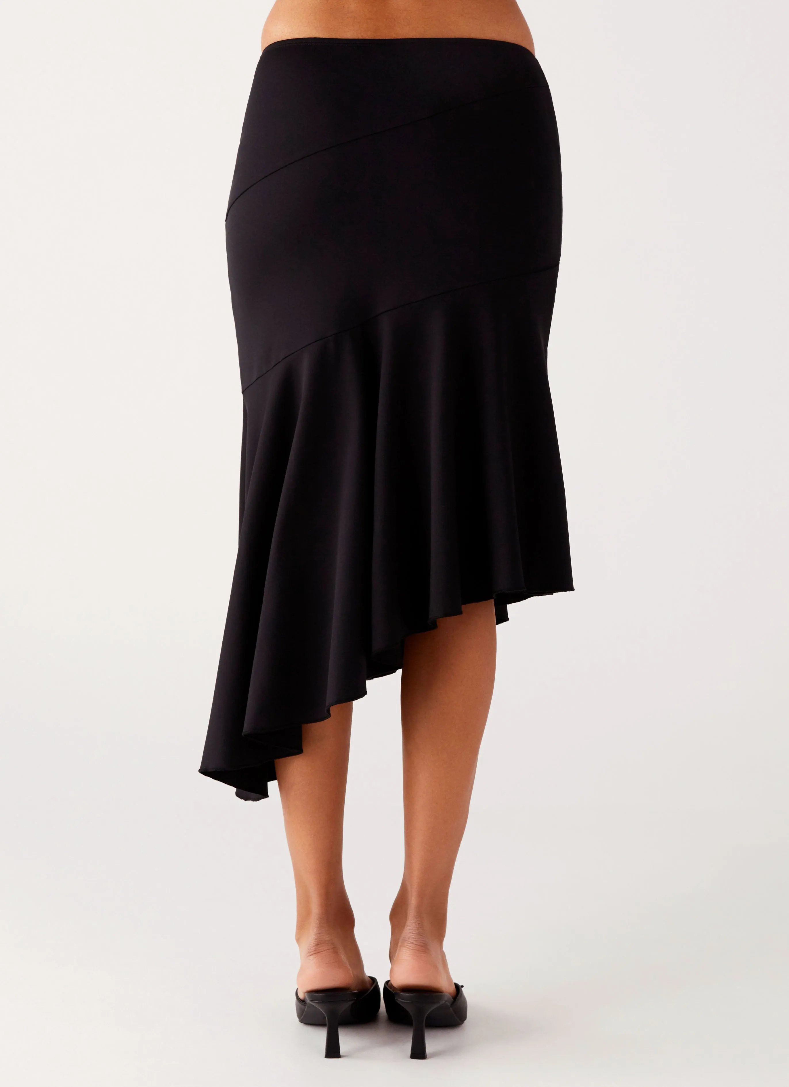 Editorial Look Textured Surface Wonderlust Midi Skirt - Black