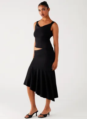 Relaxed Vibes Wonderlust Midi Skirt - Black