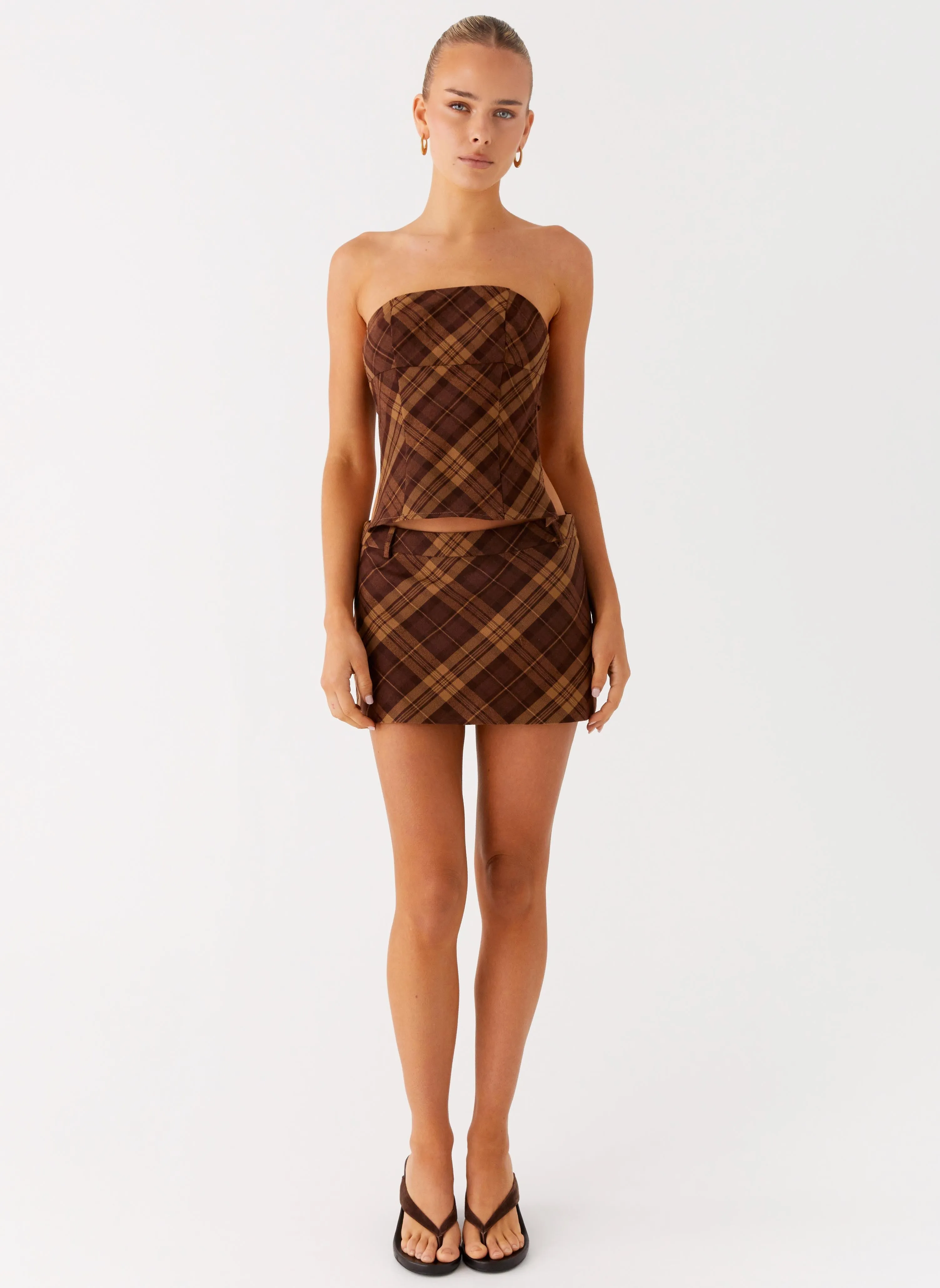 Benson Mini Skirt - Plaid Delicate Texture