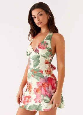 Breezy Edge Heavy Hearted Mini Dress - Yellow Floral