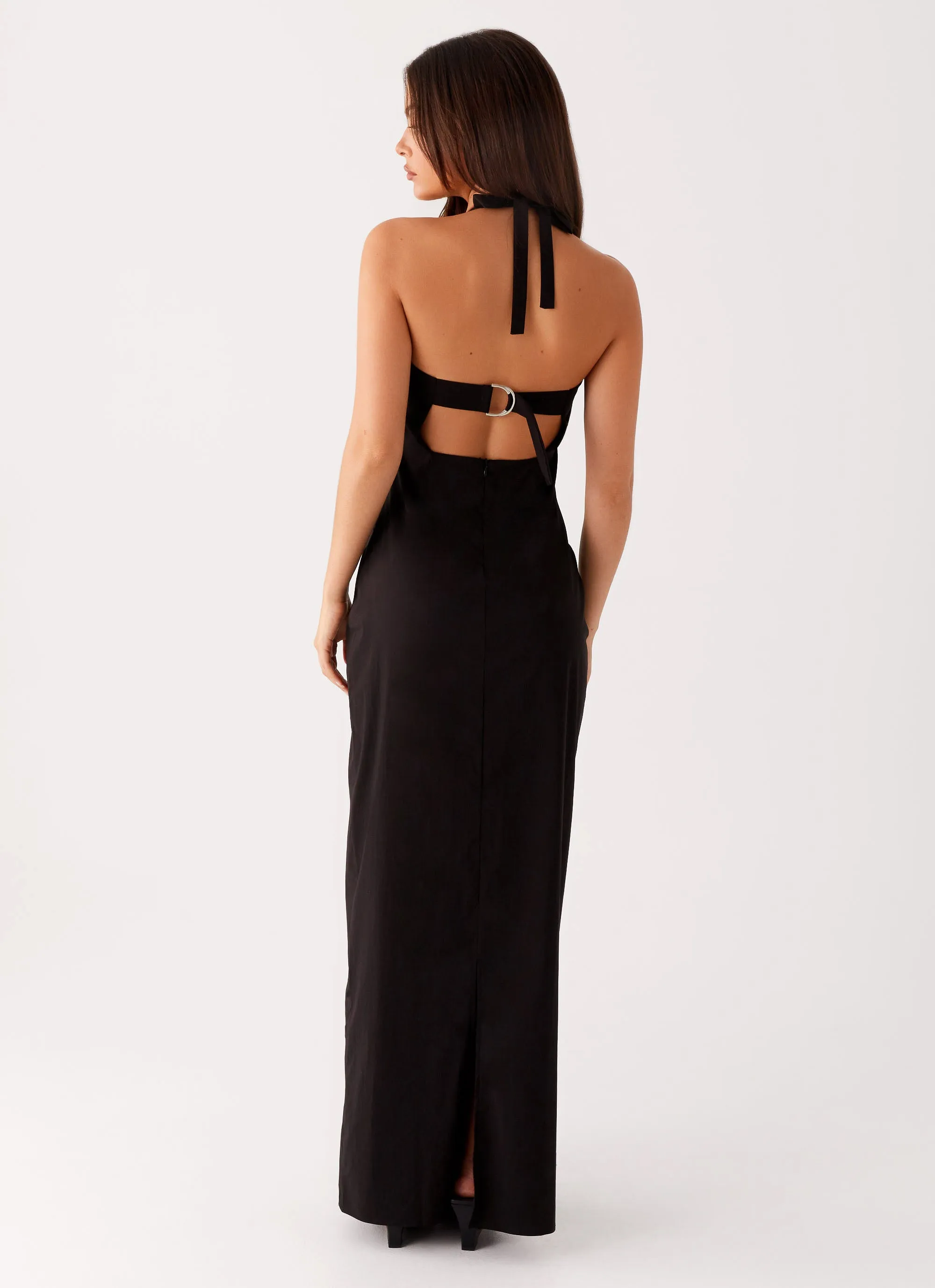 Fall Silhouette Silk-Blend Cheryl Maxi Dress - Black