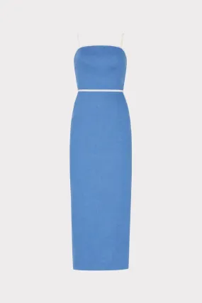 Elegant Wearable Amara Linen Contrast Midi Dress