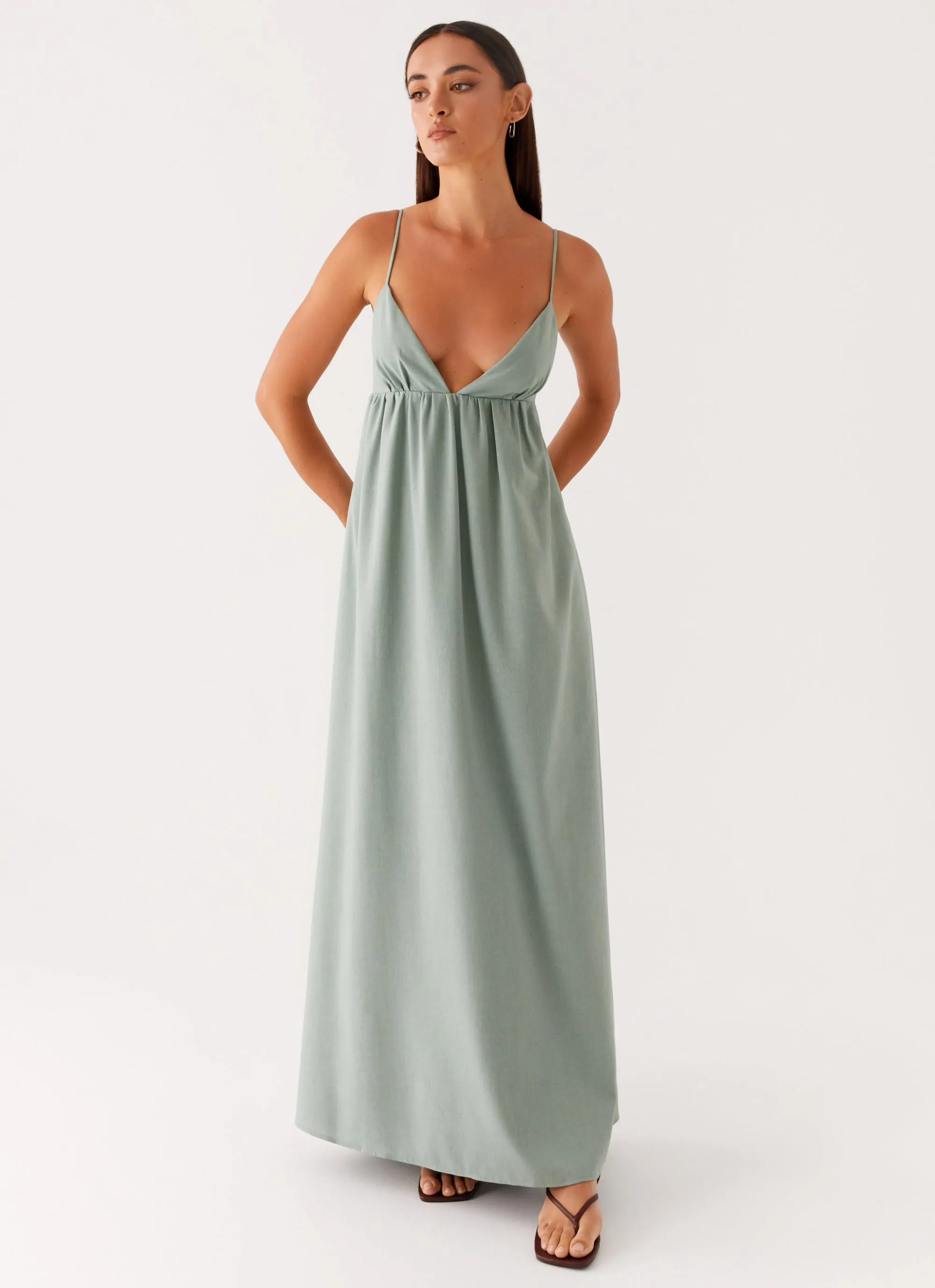 Low-Waist Timeless Layering Greer Maxi Dress - Sage