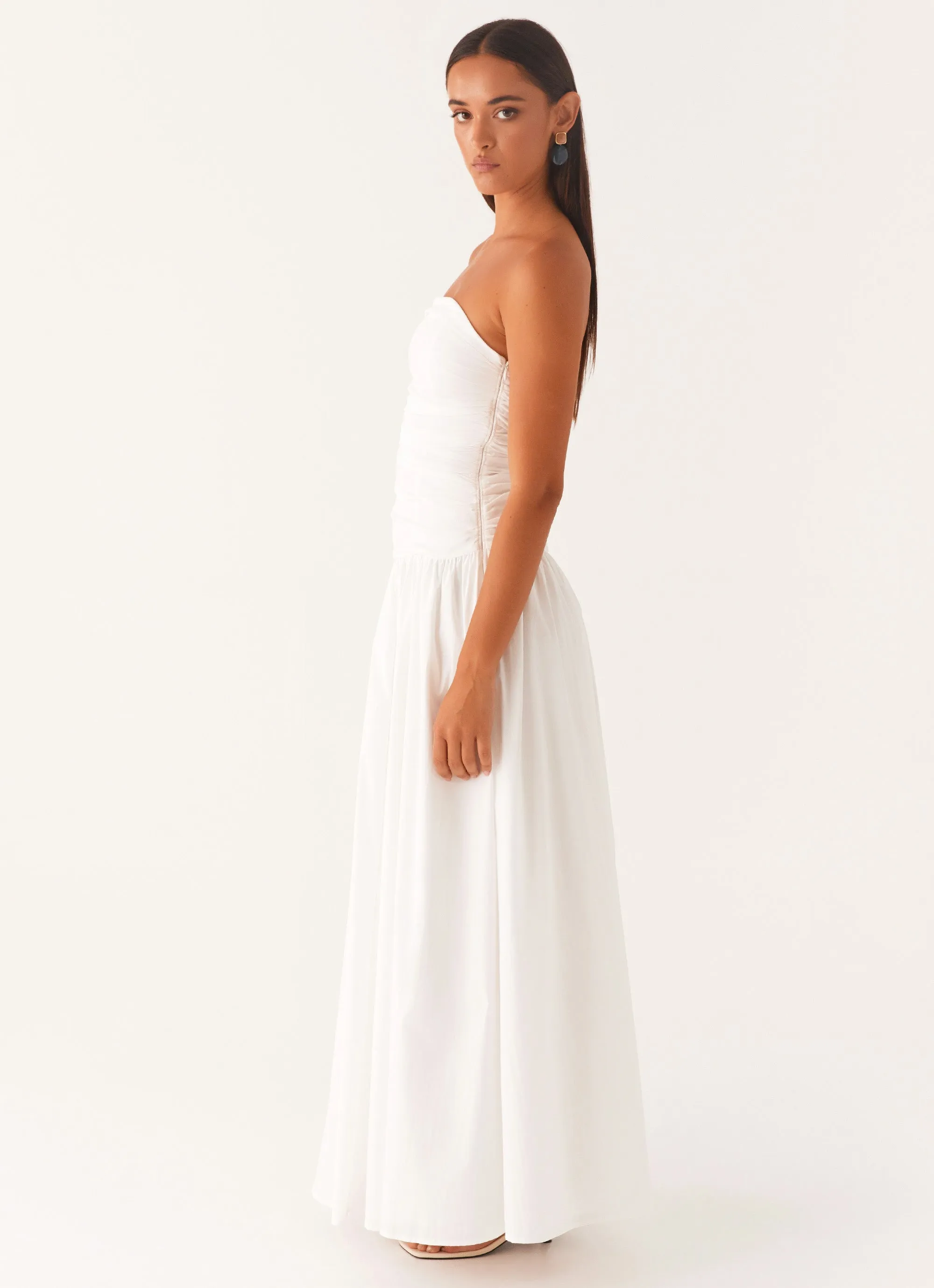Carmel Maxi Dress - White Garden-Party Stream Cut