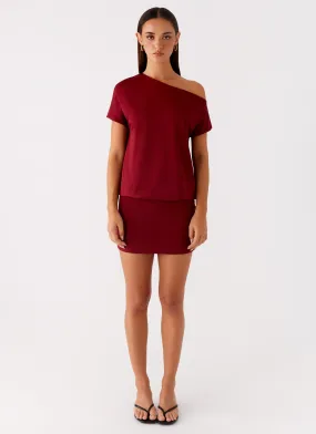 Flowing Layers Paulie Mini Dress - Maroon