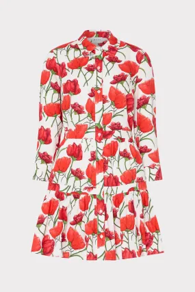 Comfortable office piece Night Ready Priscilla Red Peonia Poplin Shirt Dress