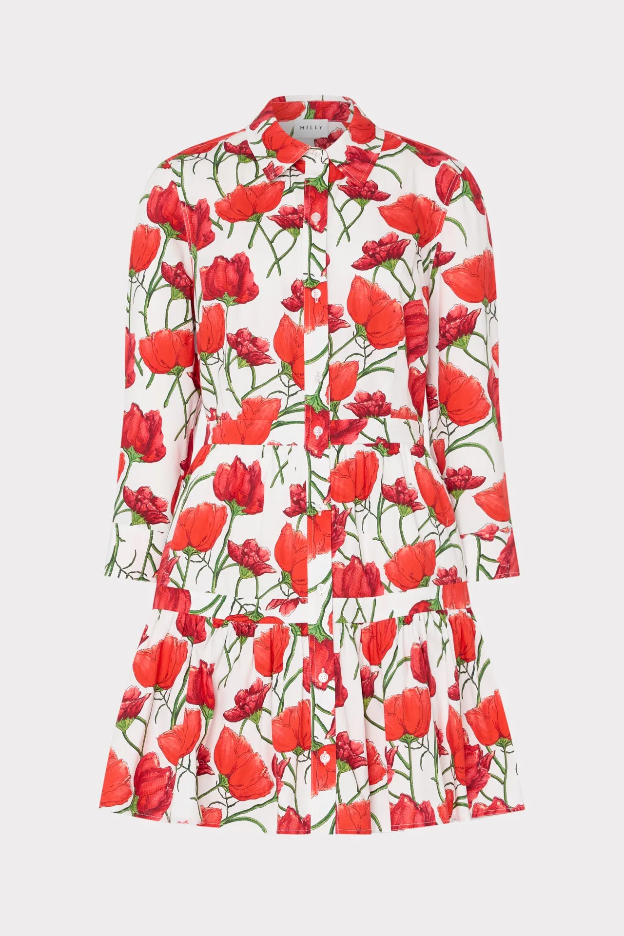 Priscilla Red Peonia Poplin Shirt Dress Polished Mood