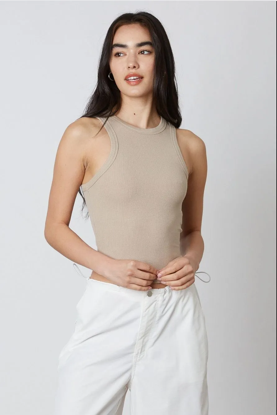 Classic Tank - Beige Fitted Design Layered Hemline
