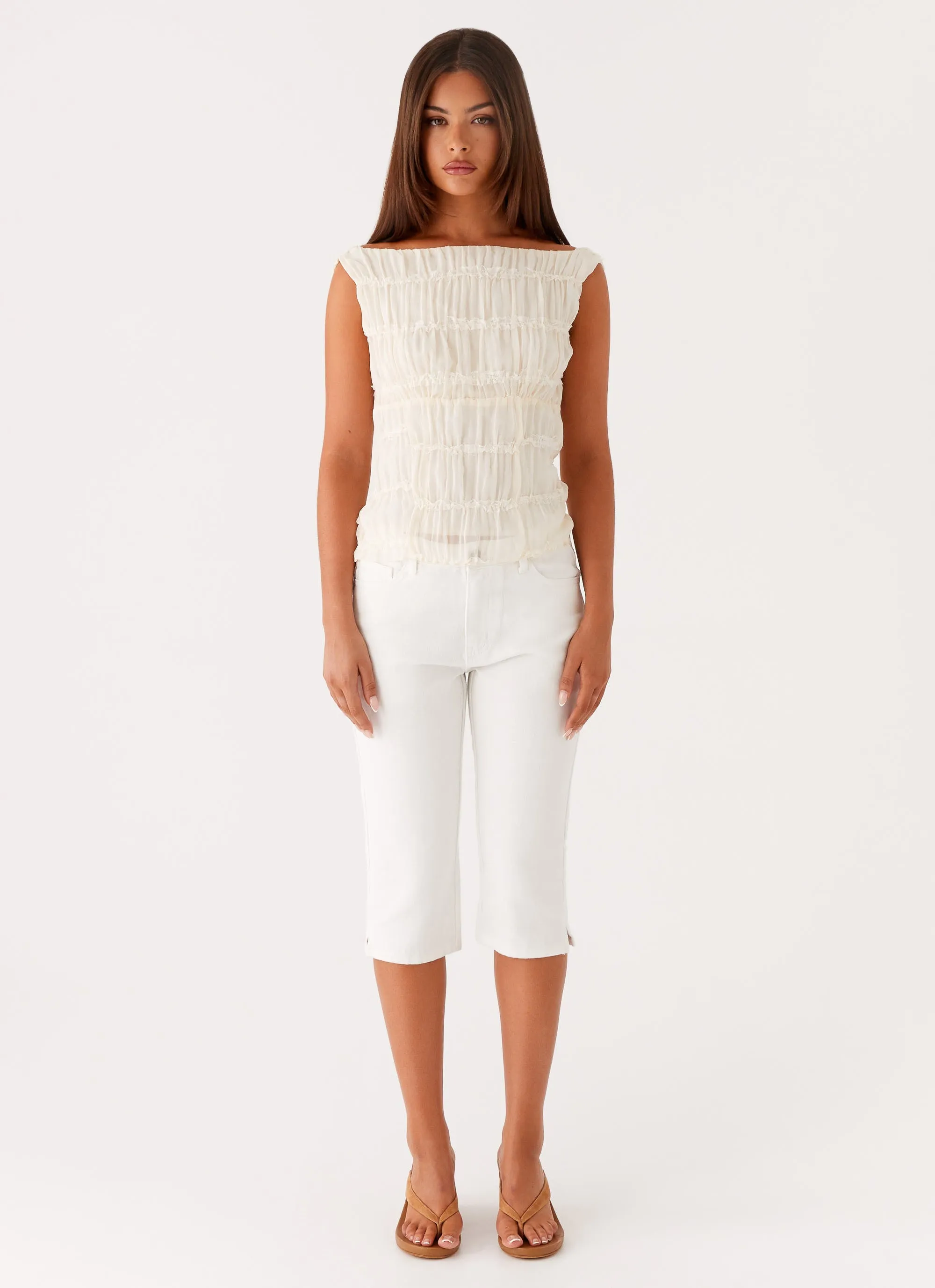 Rocco Denim Capri Pants - Off White Easy Wearing