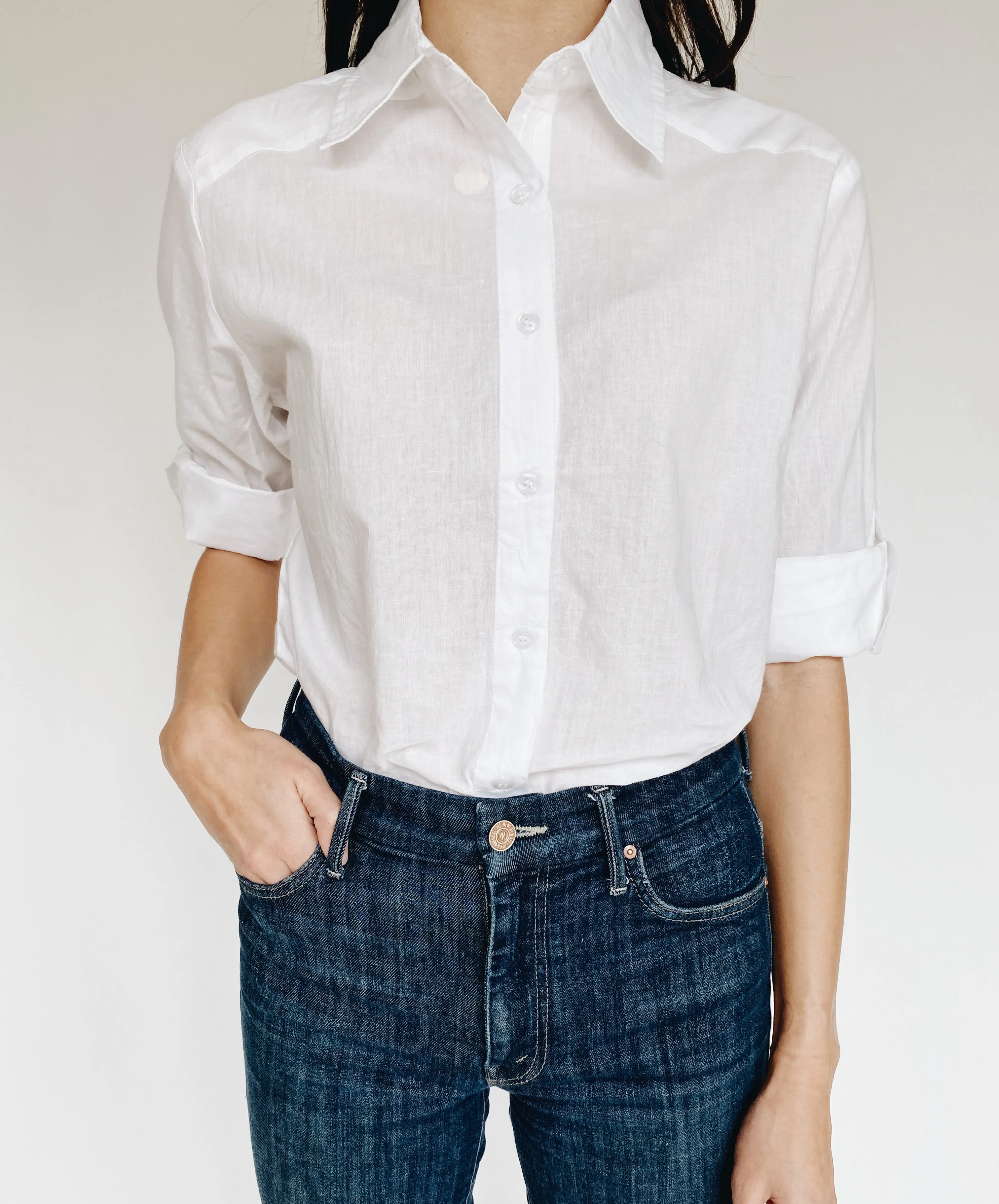 Classic White Button Down TaglessCollar