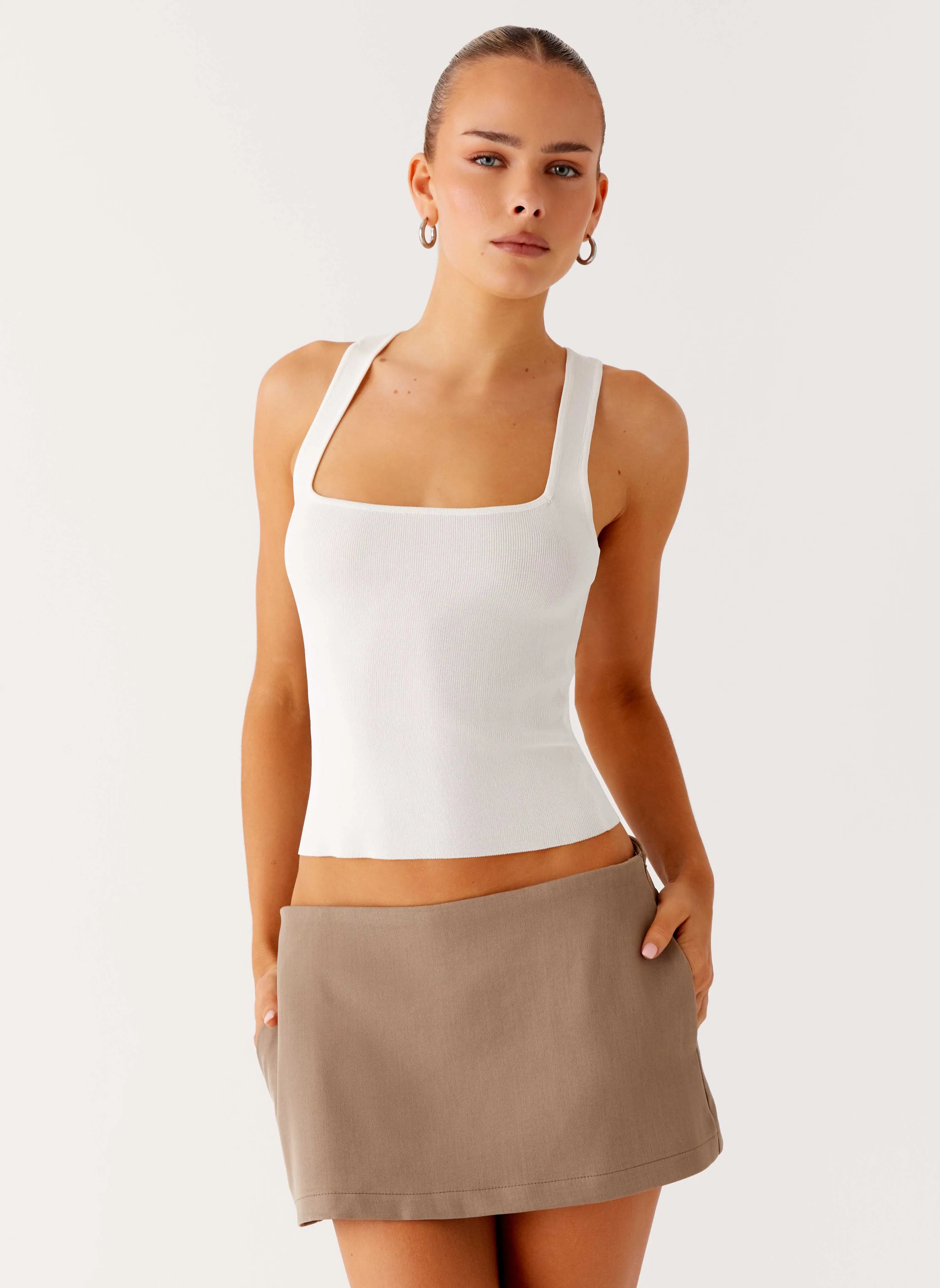 Mirna Micro Skort - Taupe Marle Flattering Style