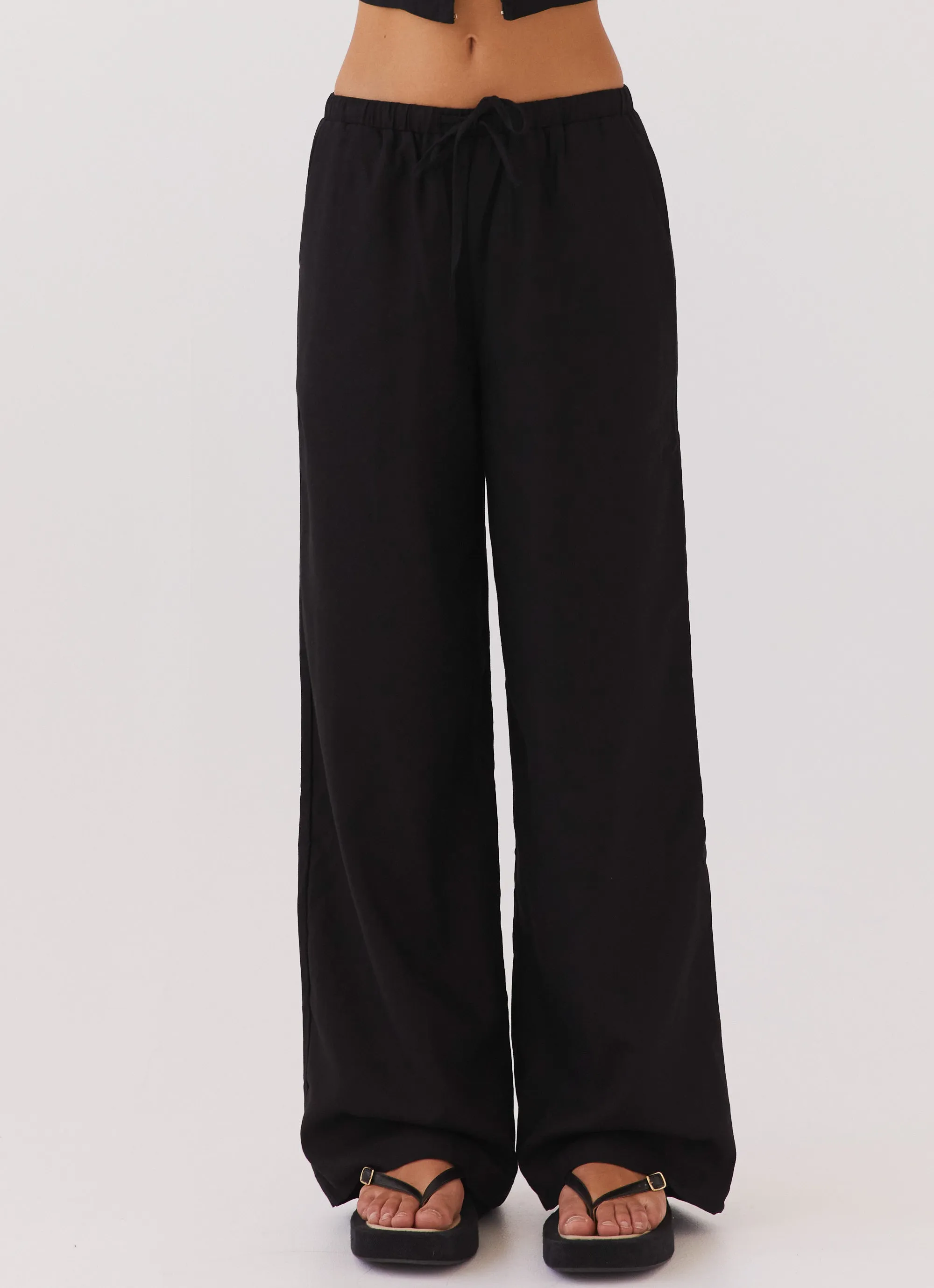 Wool blend TemperatureRegulation Fresh Face Linen Pants - Black