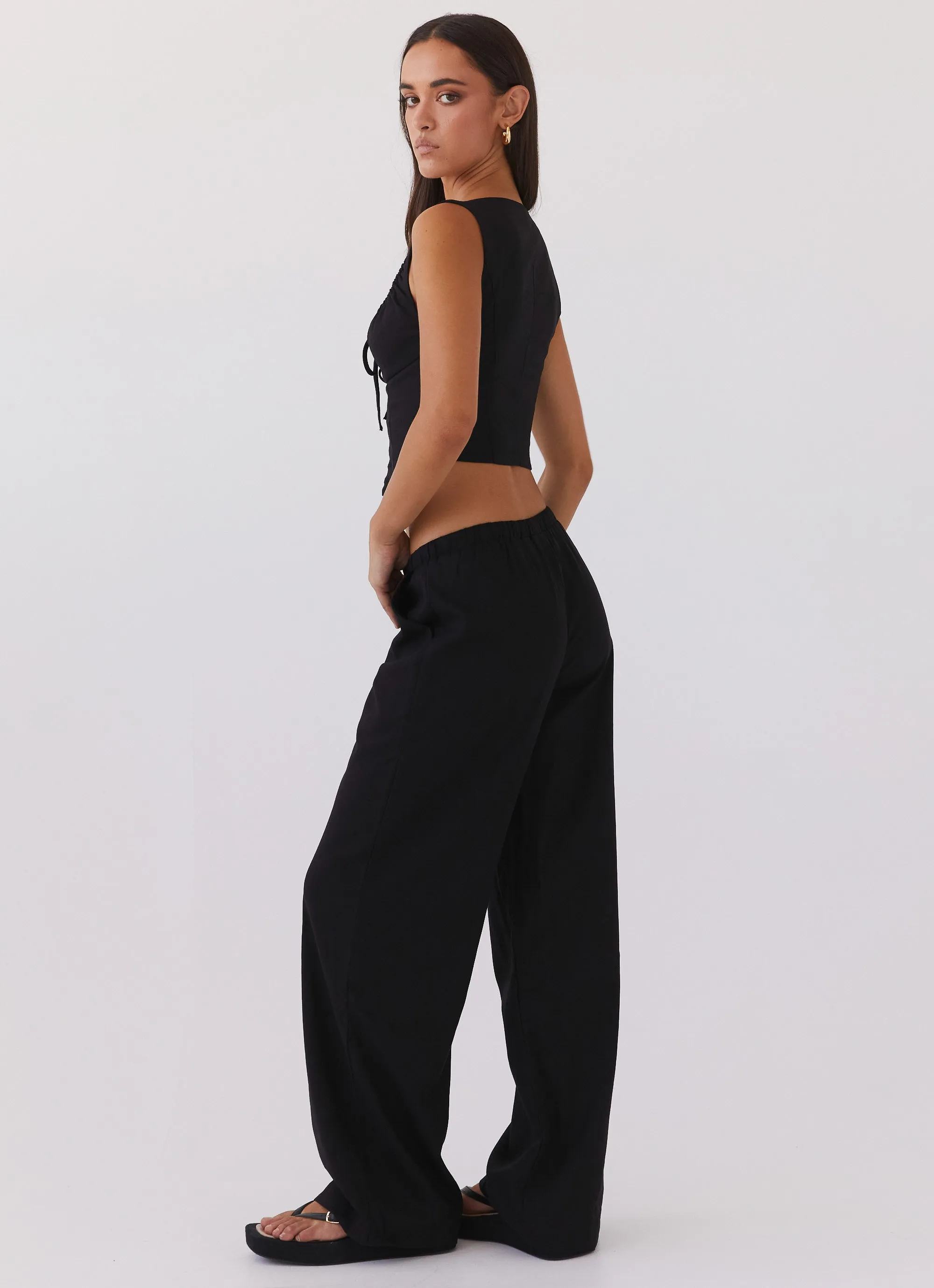 Fresh Face Linen Pants - Black All Day Comfort