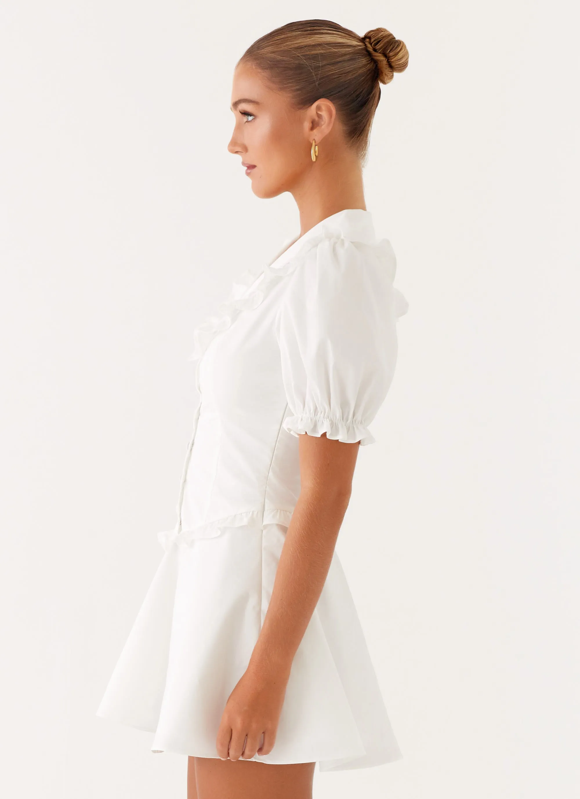 Seana Mini Dress - White Lightweight Layer Lounge Mode