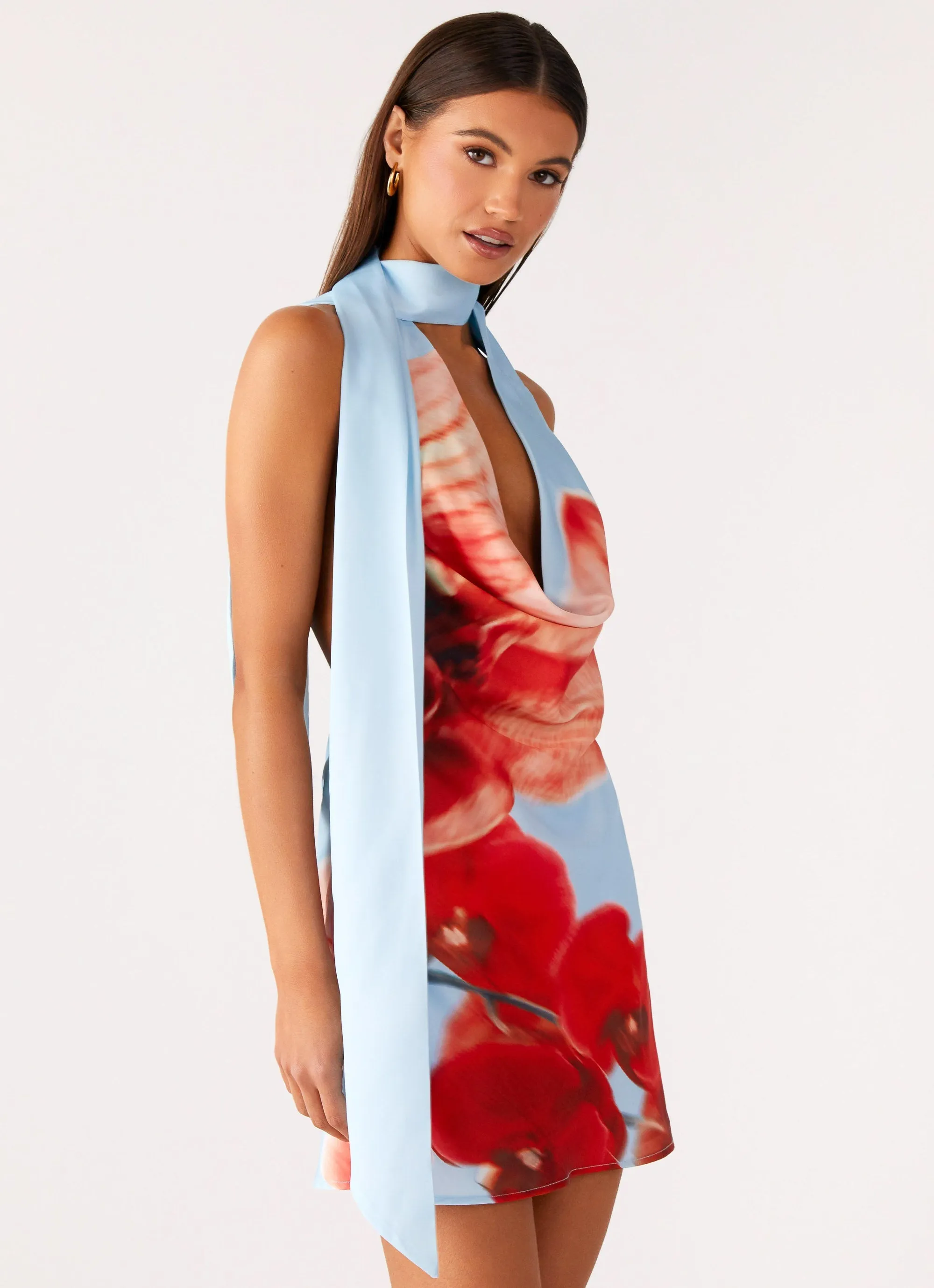 Heidi Mini Dress - Turquoise Bloom Breathable fabric Department Store Style