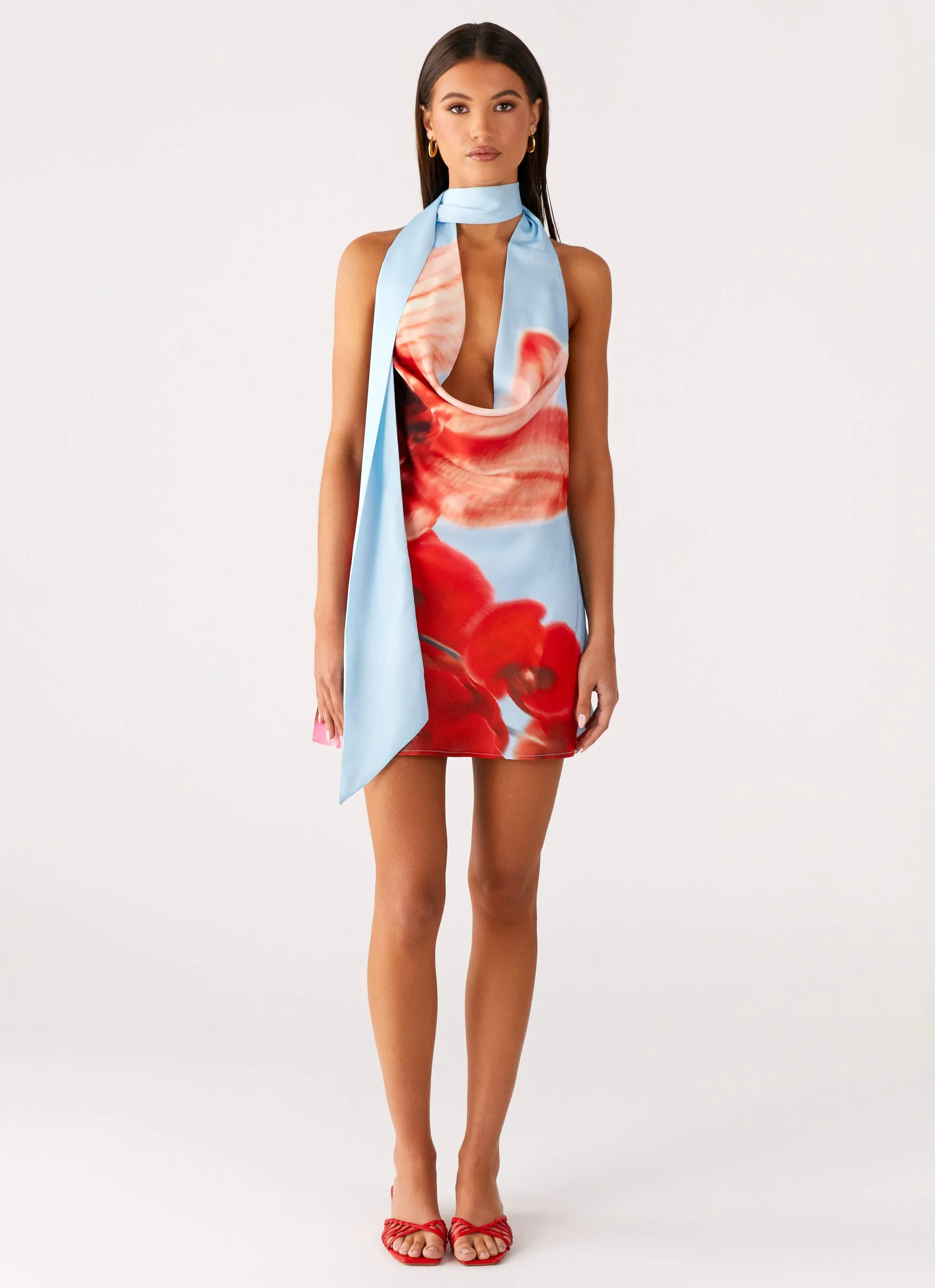 Heidi Mini Dress - Turquoise Bloom City Essential Perfectly Crafted
