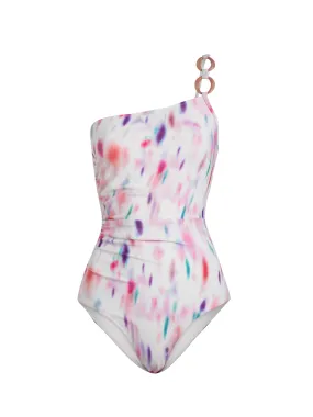 Kara One Piece In Hazy Ikat Ivory Built In Shelf Bra