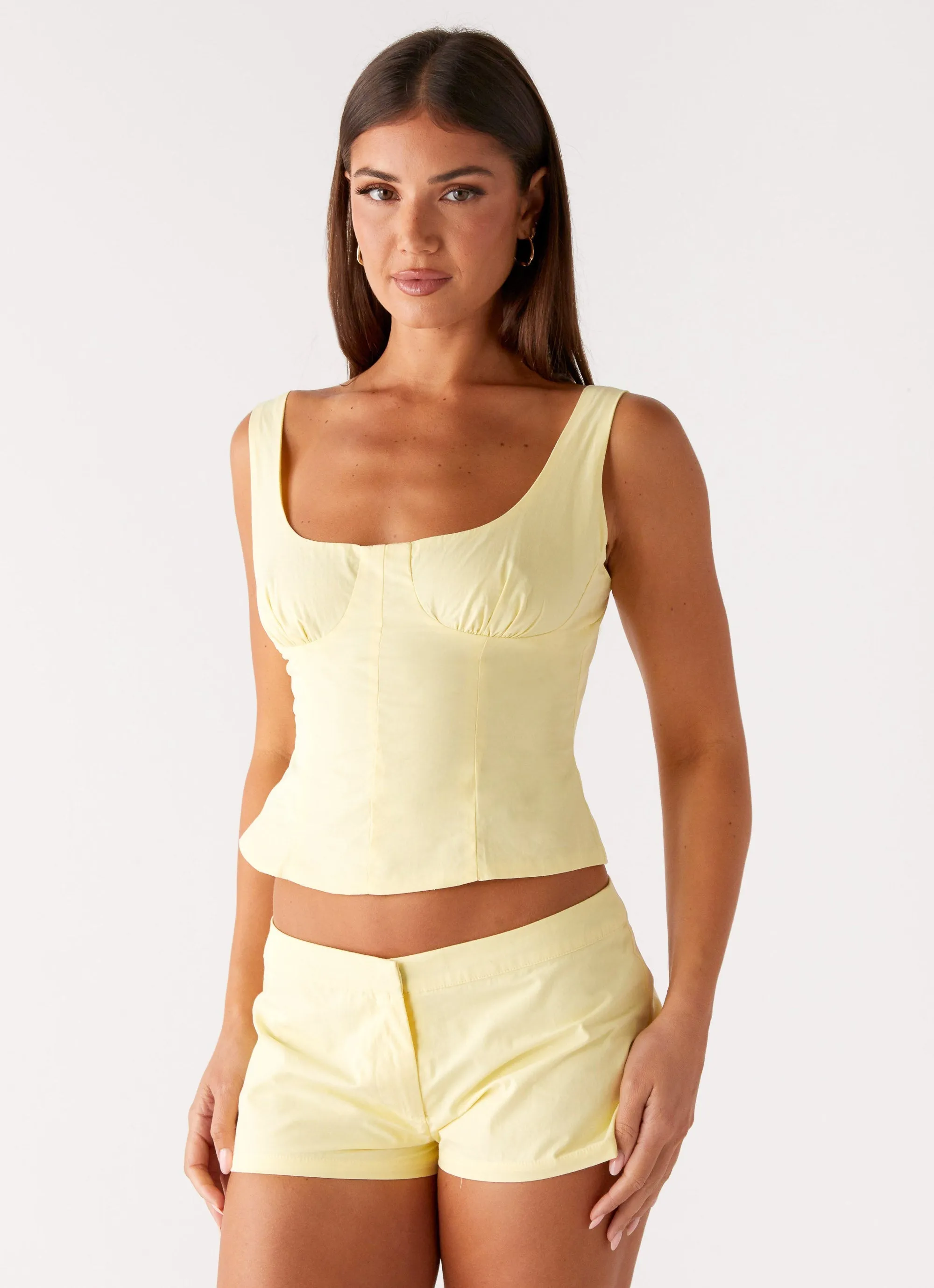 Coastline Bustier Top - Yellow WrinkleFree Fabric