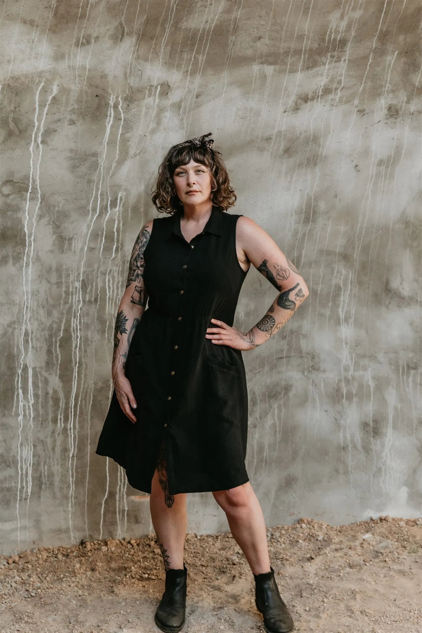 Versatile Layer Mona Dress in Black Linen