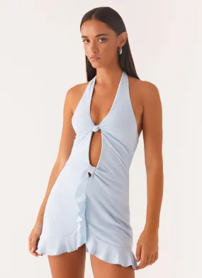 Colette Mini Dress - Pastel Blue Smooth Feel