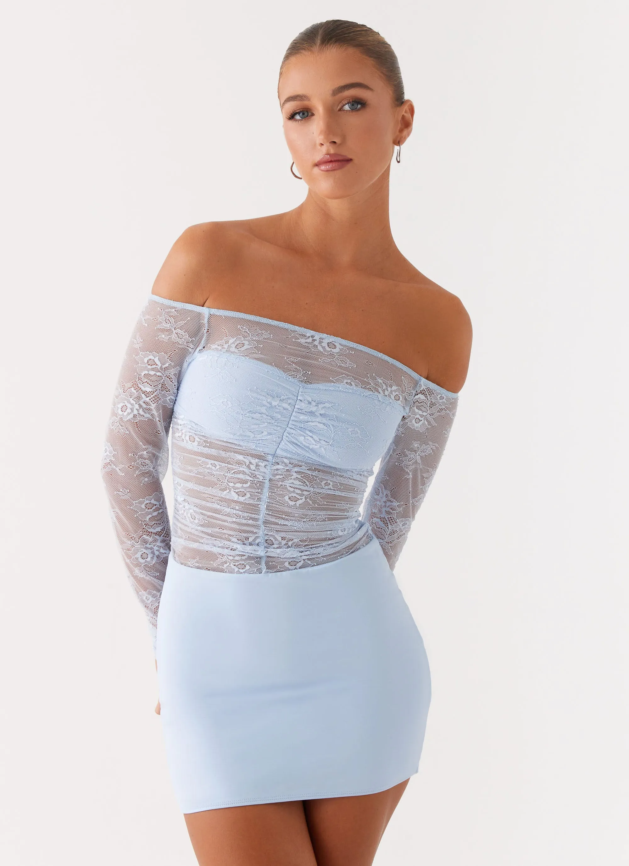 Collide Lace Mini Dress - Blue Comfy Fit Minimal Touch