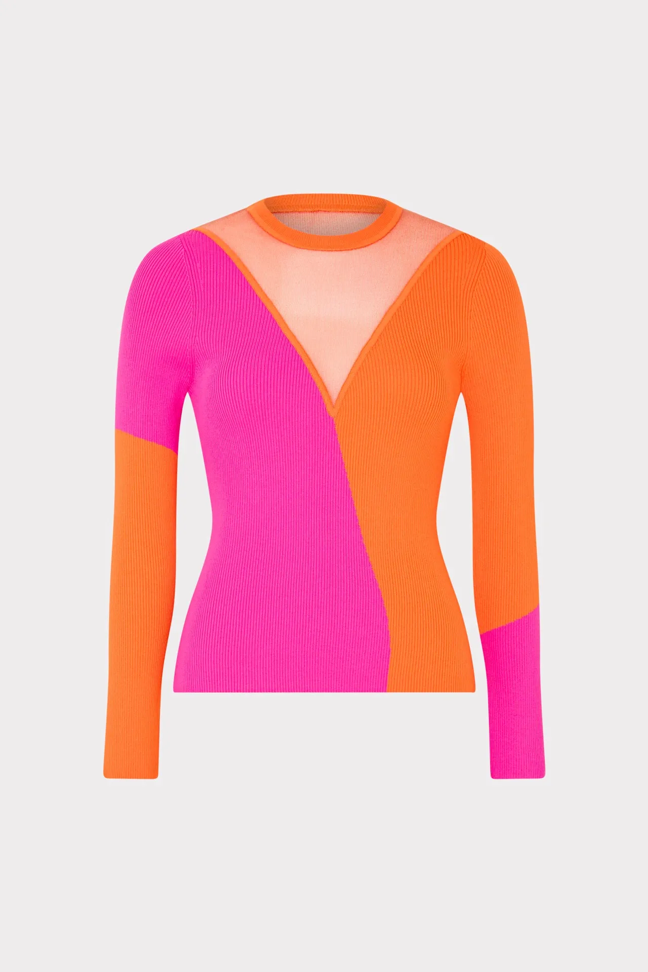 Lightweight Thermal Relaxed Fit Shirt Color Block Sheer Graphic Crewneck
