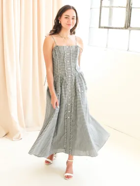 Feminine Fit Wrinkle-Resistant Emery Gingham Midi Dress - Navy