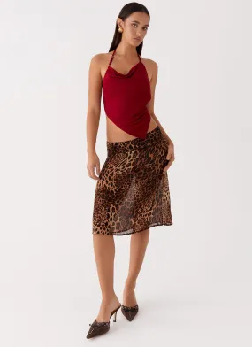 Evoke Chiffon Midi Skirt - Leopard Reimagined Classic